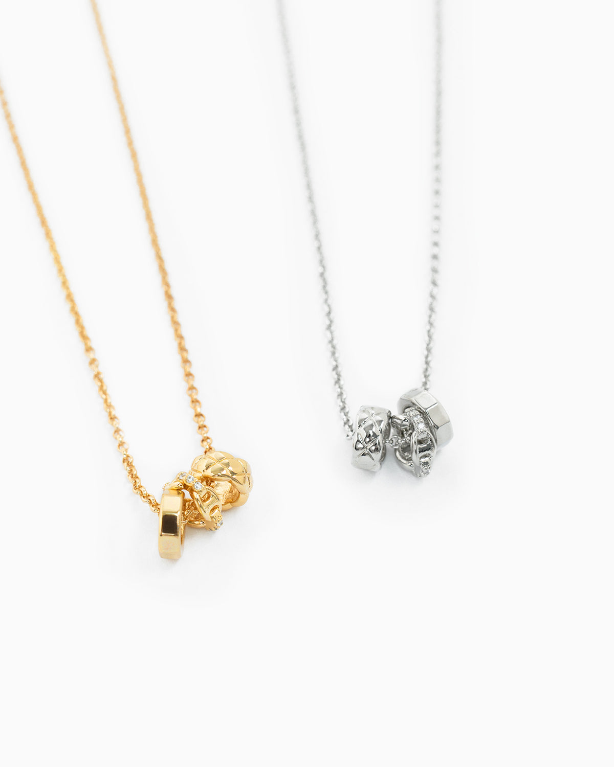 Rondelle CZ Mariner Chain 3-Charm Necklace-3