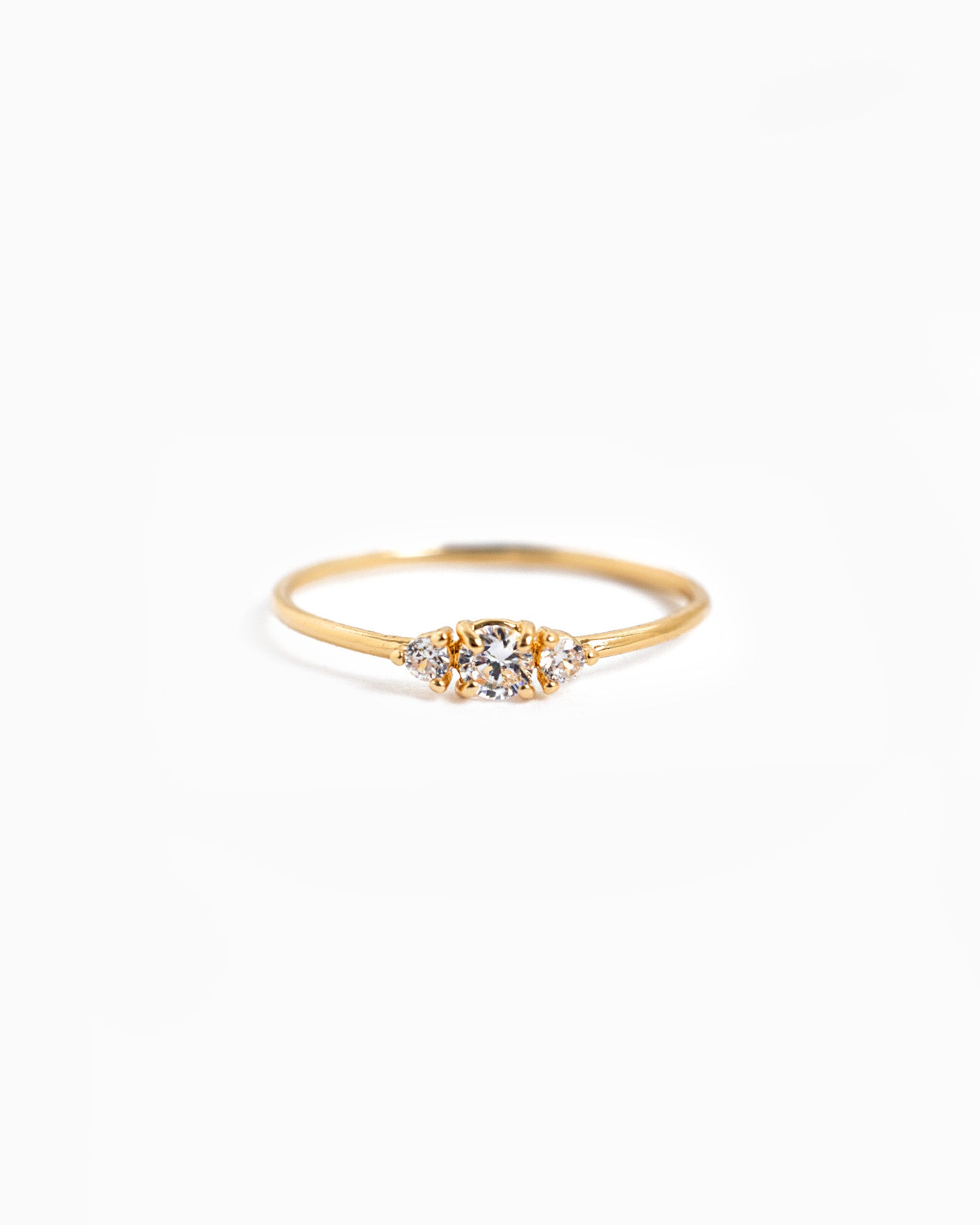 Dainty Three-Stone Crystal Ring