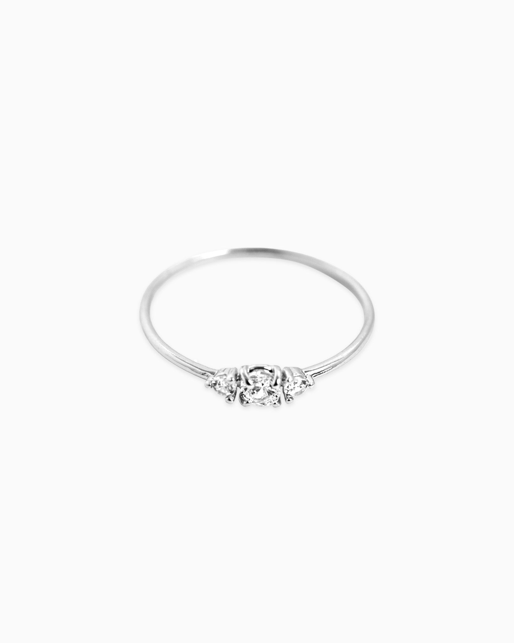 Dainty Three-Stone Crystal Ring