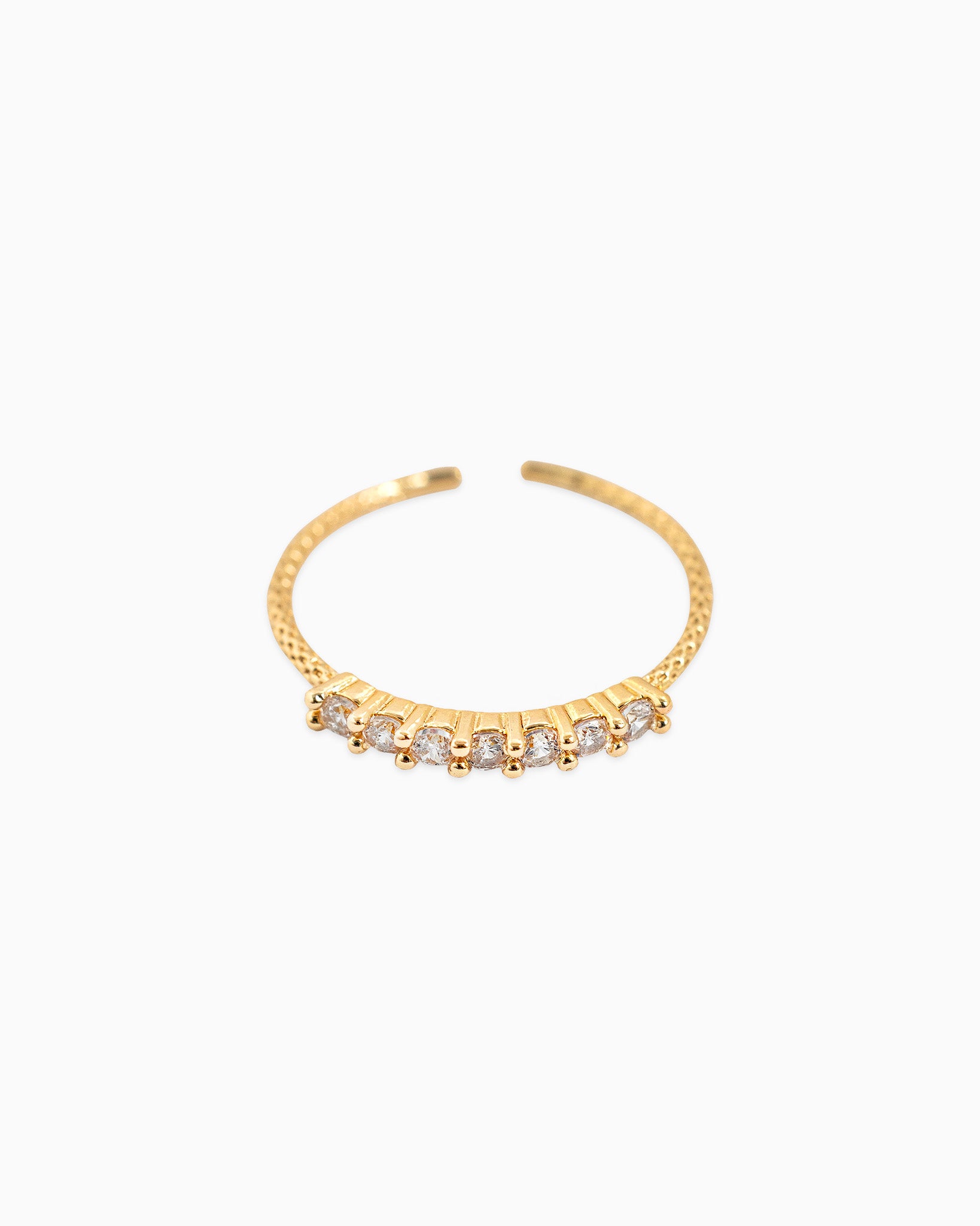 Minimalist CZ Stone Row Open Ring