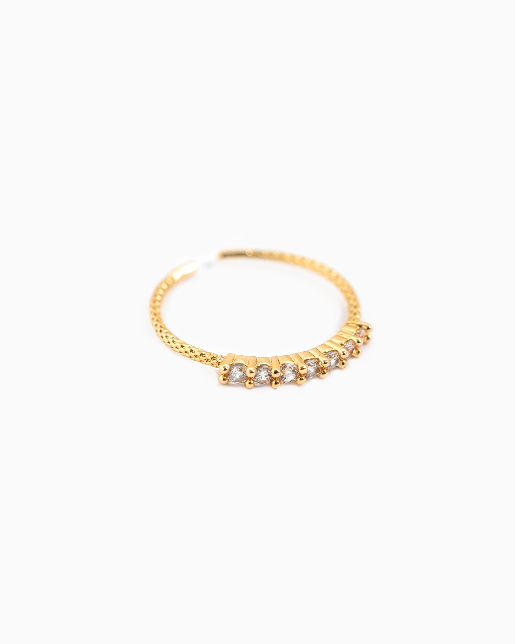 Minimalist CZ Stone Row Open Ring