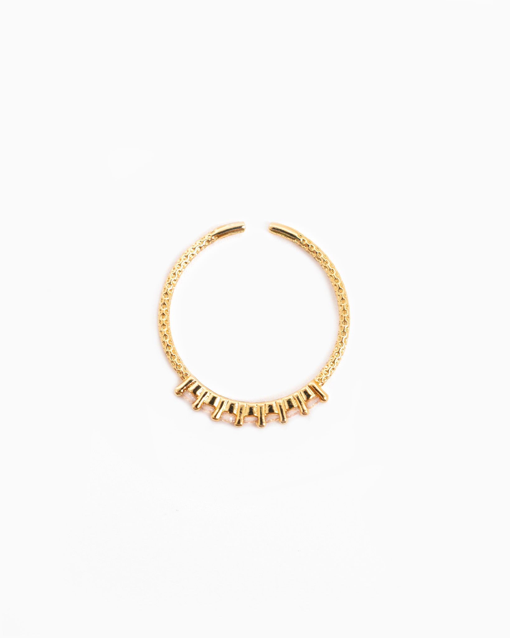 Minimalist CZ Stone Row Open Ring