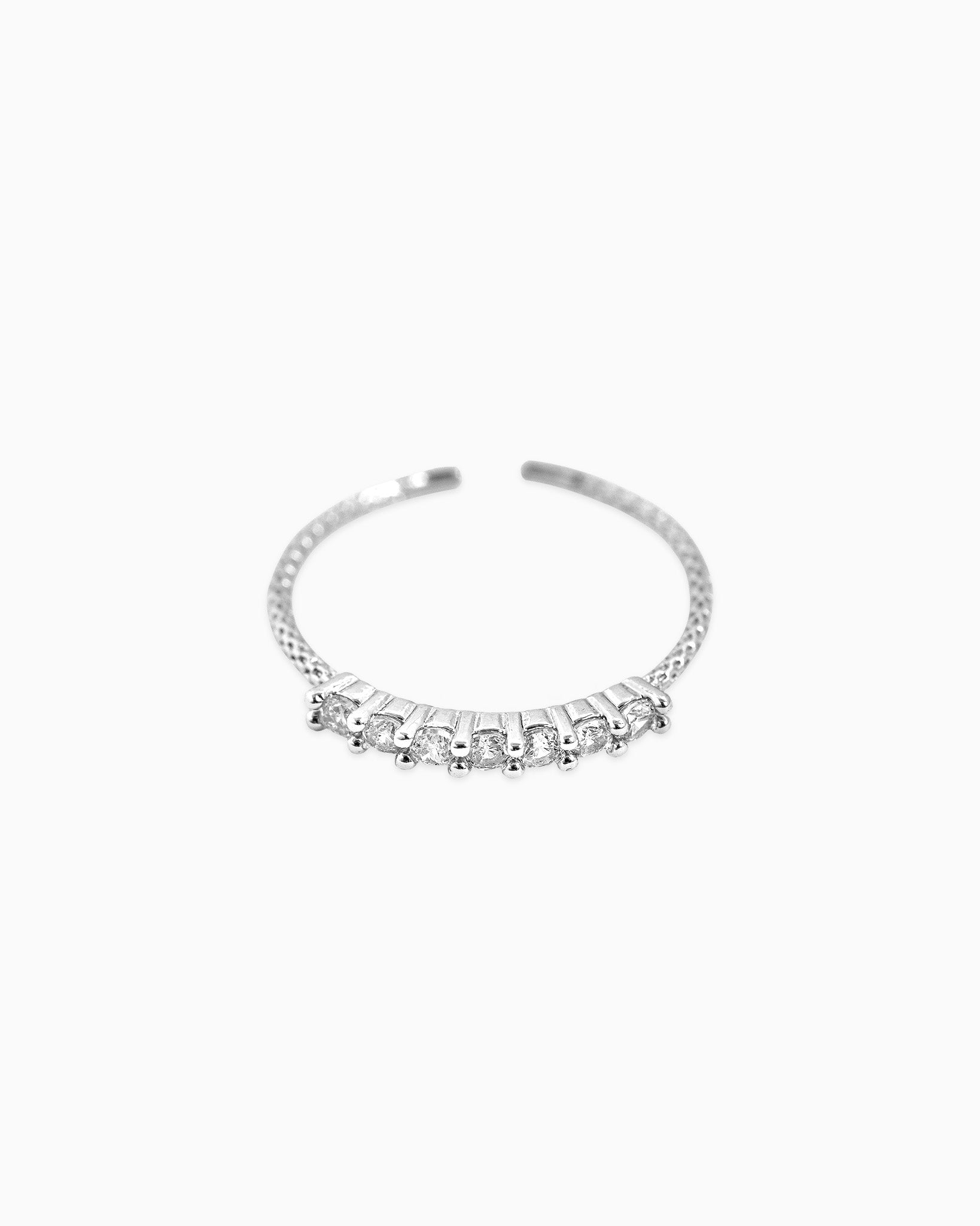 Minimalist CZ Stone Row Open Ring