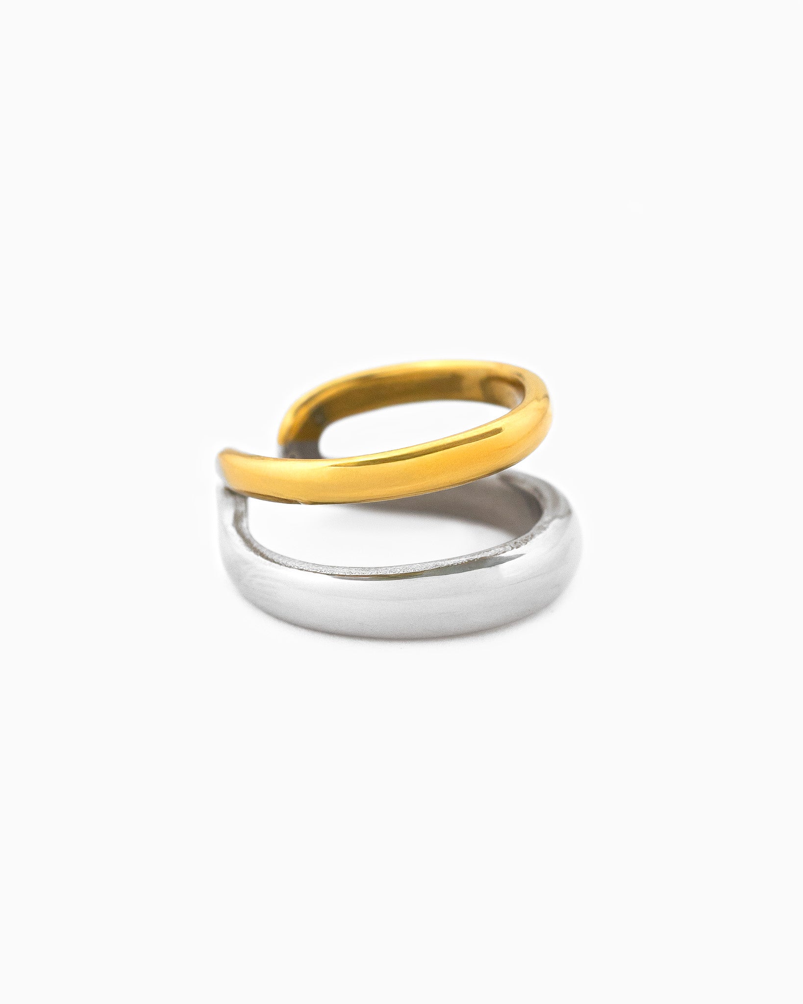 Stainless Two-Tone Half Line Ring