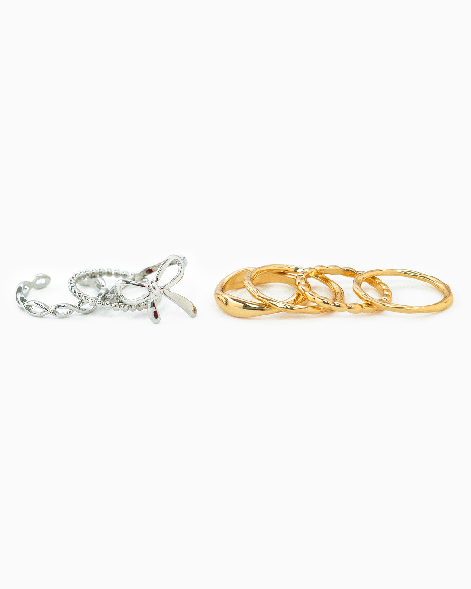 Two-Tone Bow Ball Twist Rings