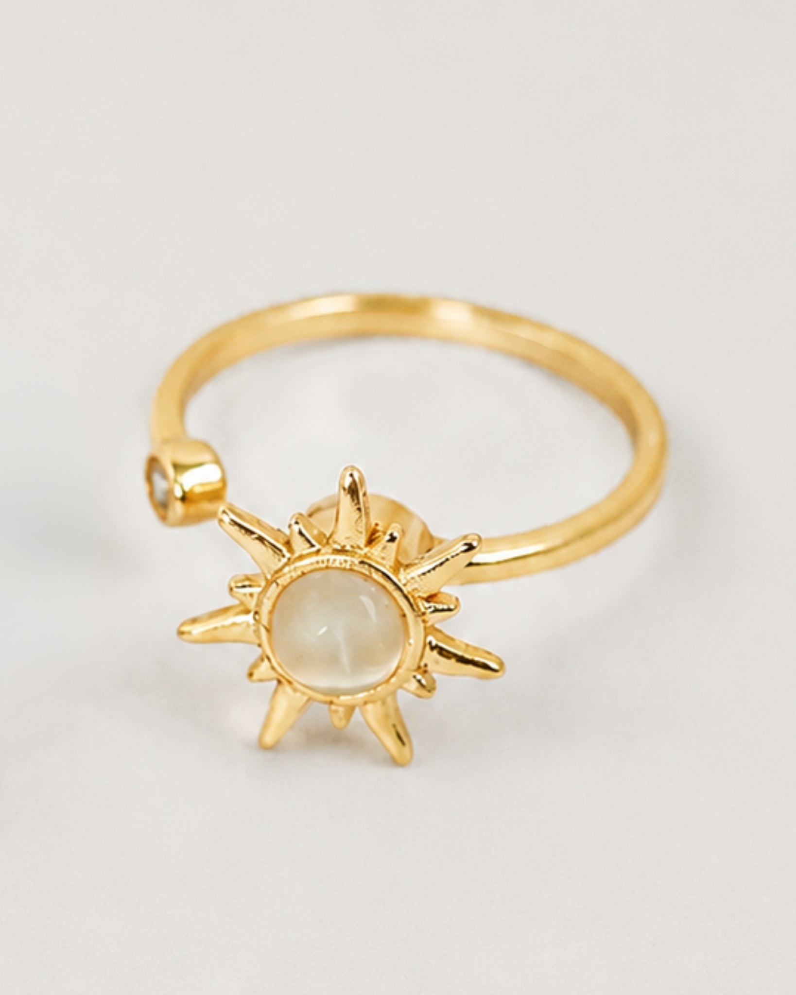 Anti Anxiety Fidget Sunburst Glass CZ Stone Adjustable Ring-3