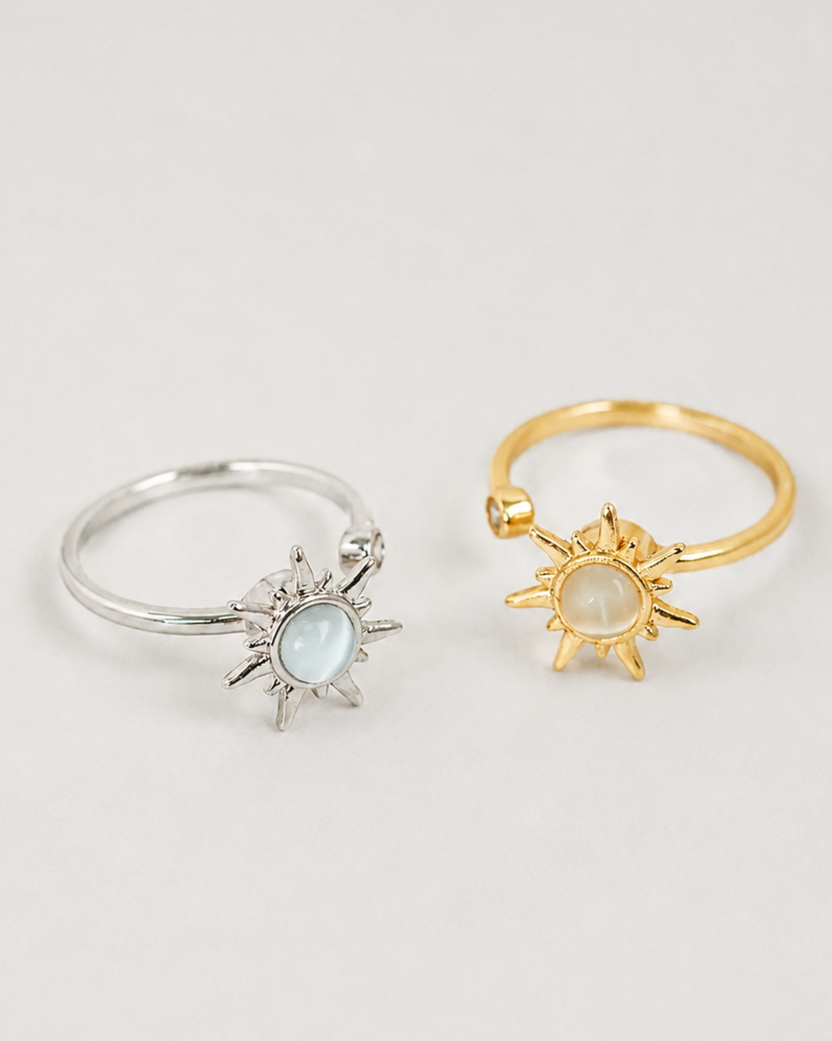 Anti Anxiety Fidget Sunburst Glass CZ Stone Adjustable Ring