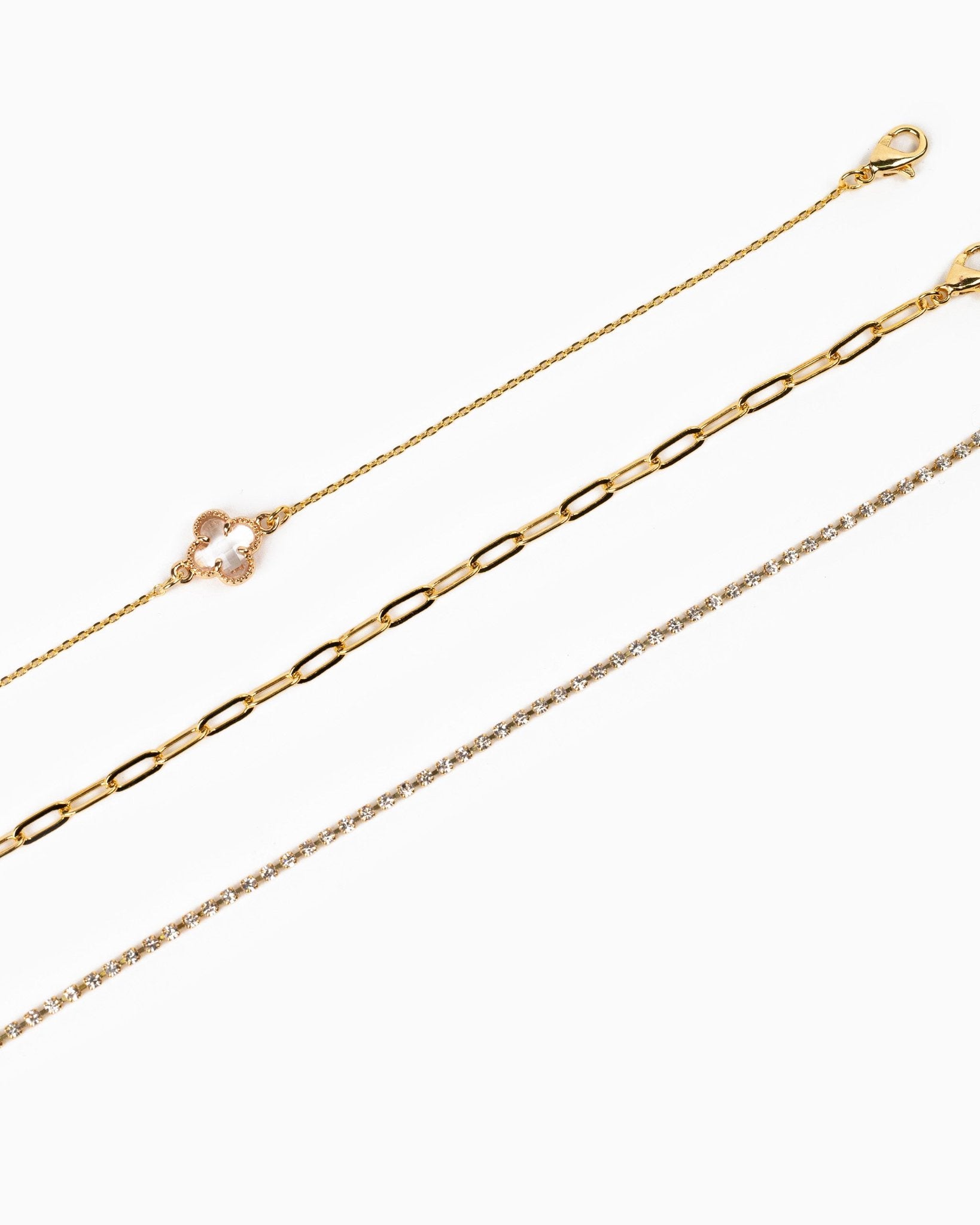 Glass Clover 3 Piece Bracelet Set