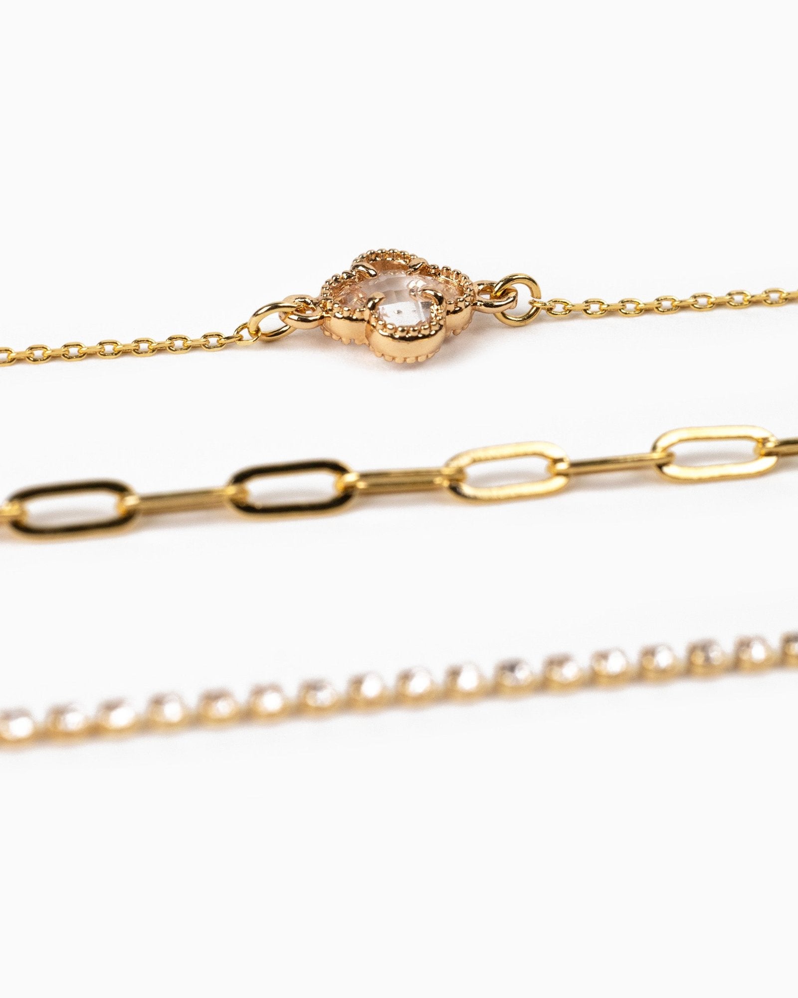 Glass Clover 3 Piece Bracelet Set