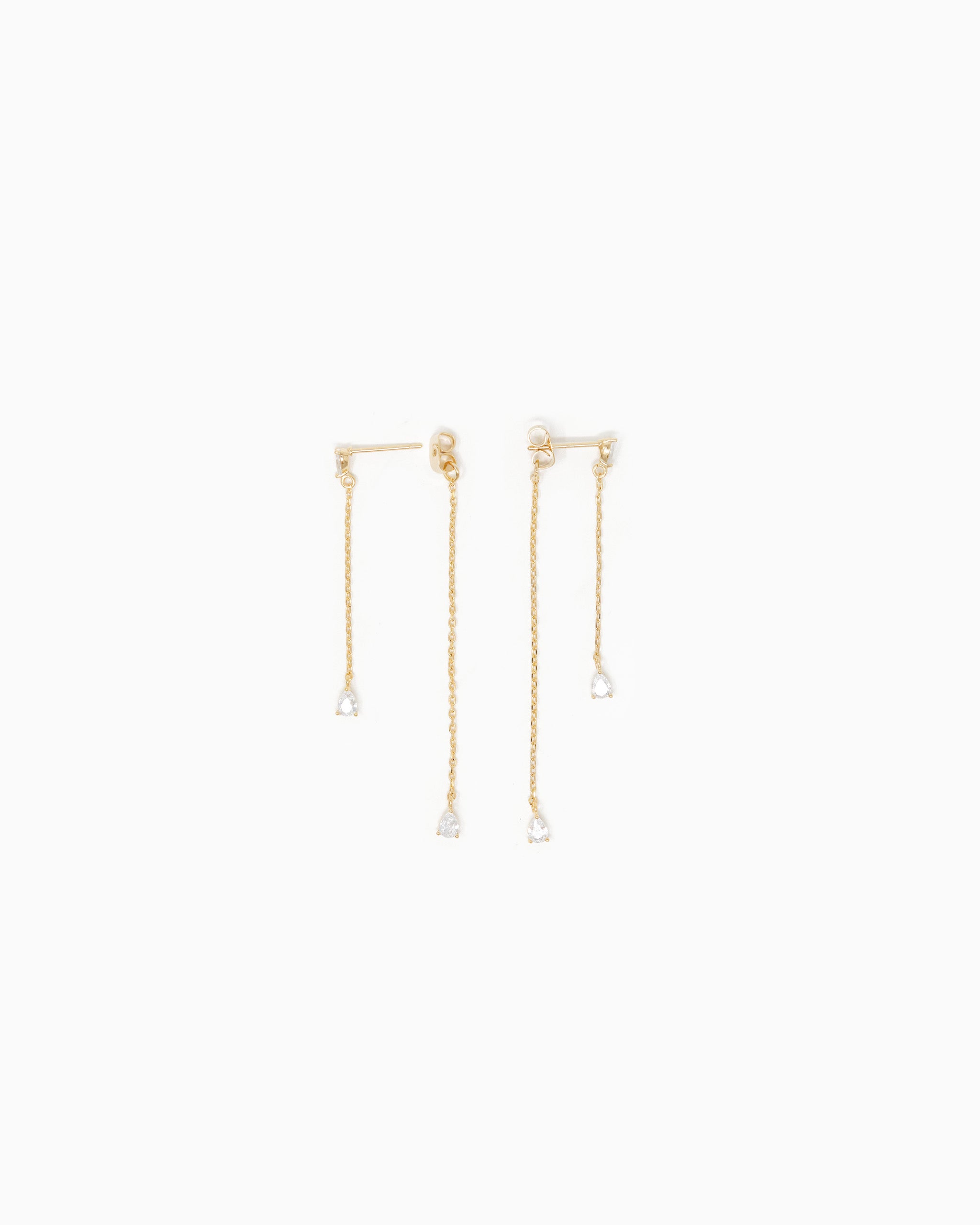 14K Gold Teardrop CZ Linear Ear Jacket – pair