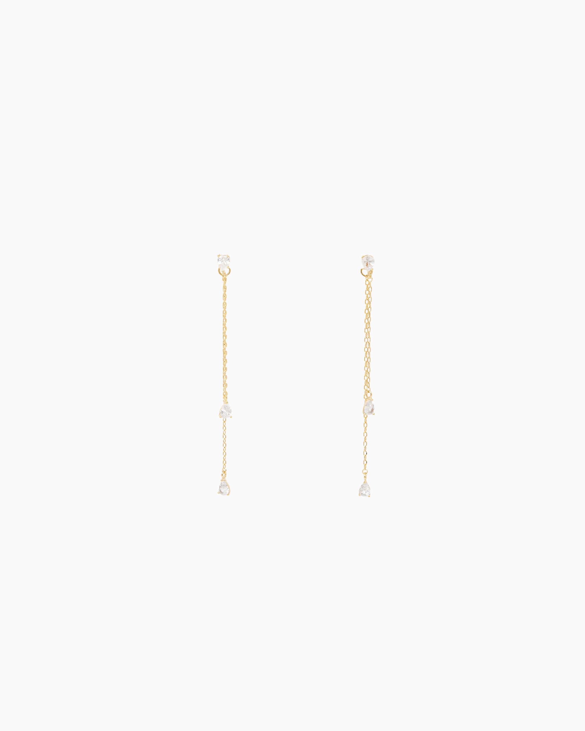 14K Gold Teardrop CZ Linear Ear Jacket – side