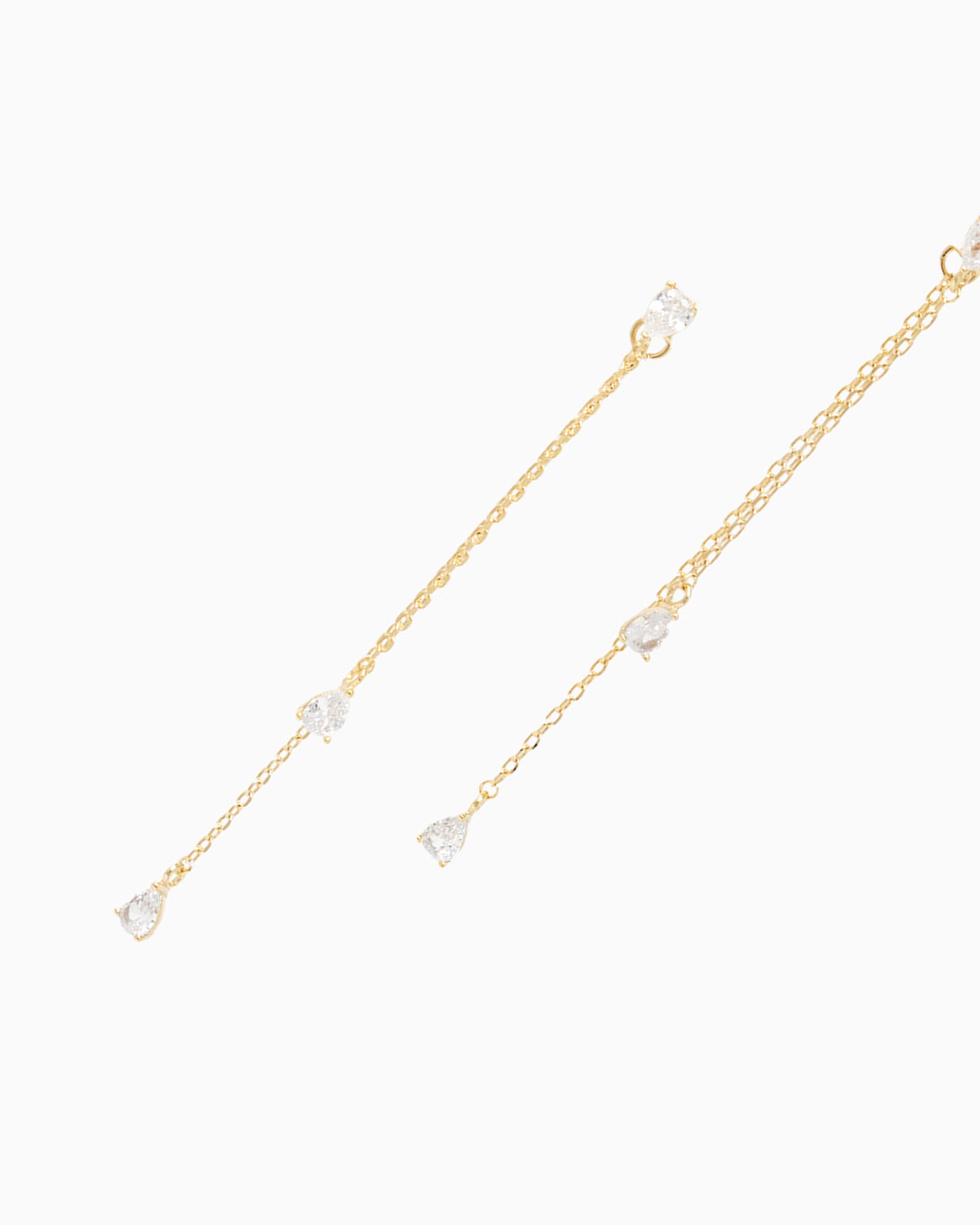 14K Gold Teardrop CZ Linear Ear Jacket – front and back