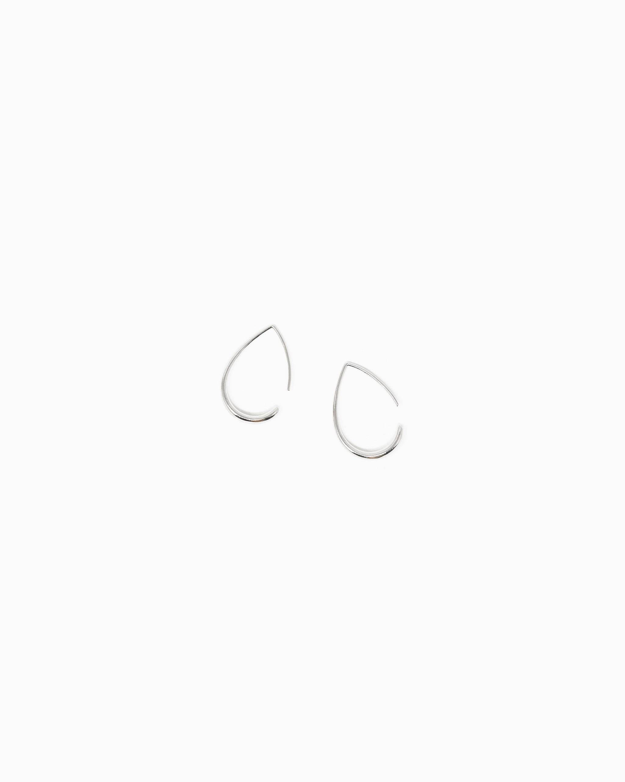 Medium Teardrop Hoop Earrings – Rhodium