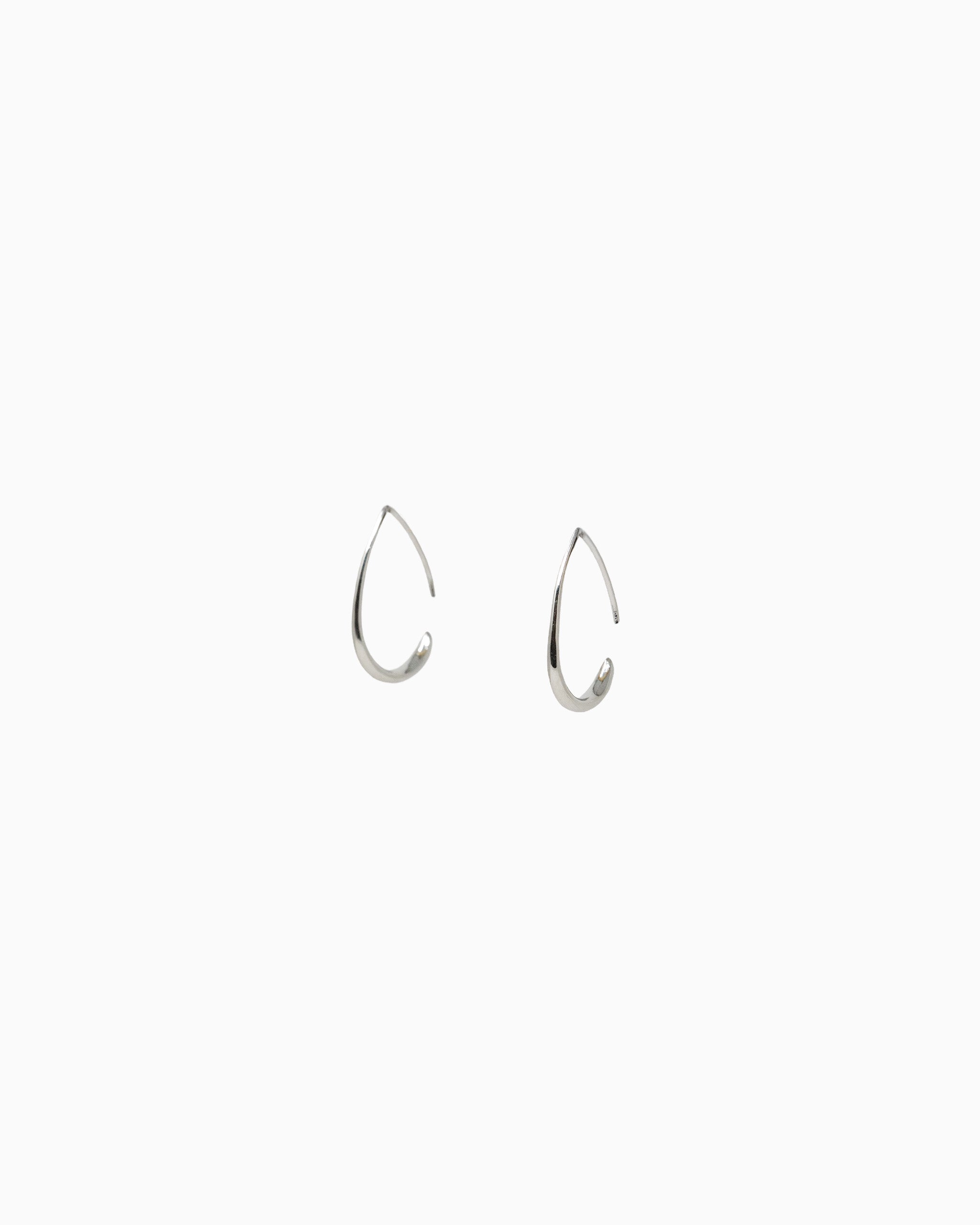 Medium Teardrop Hoop Earrings – Rhodium side