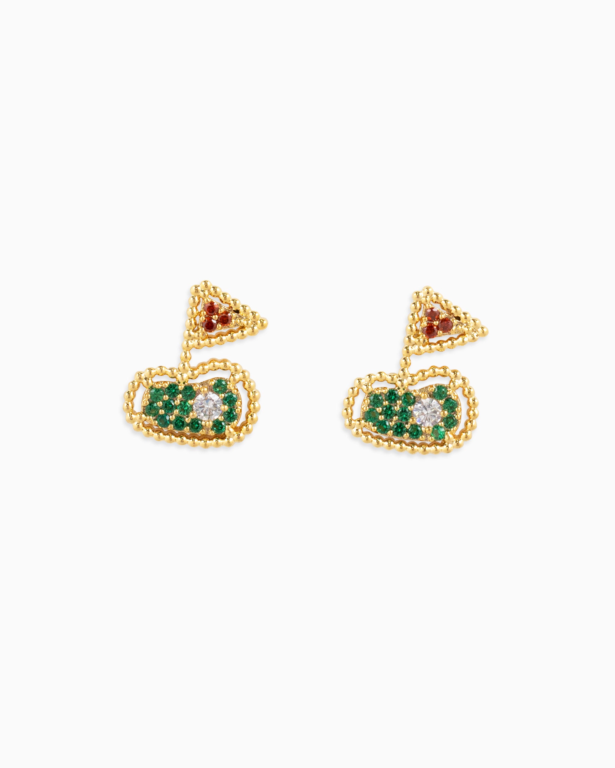 CZ gold putting green golf earrings