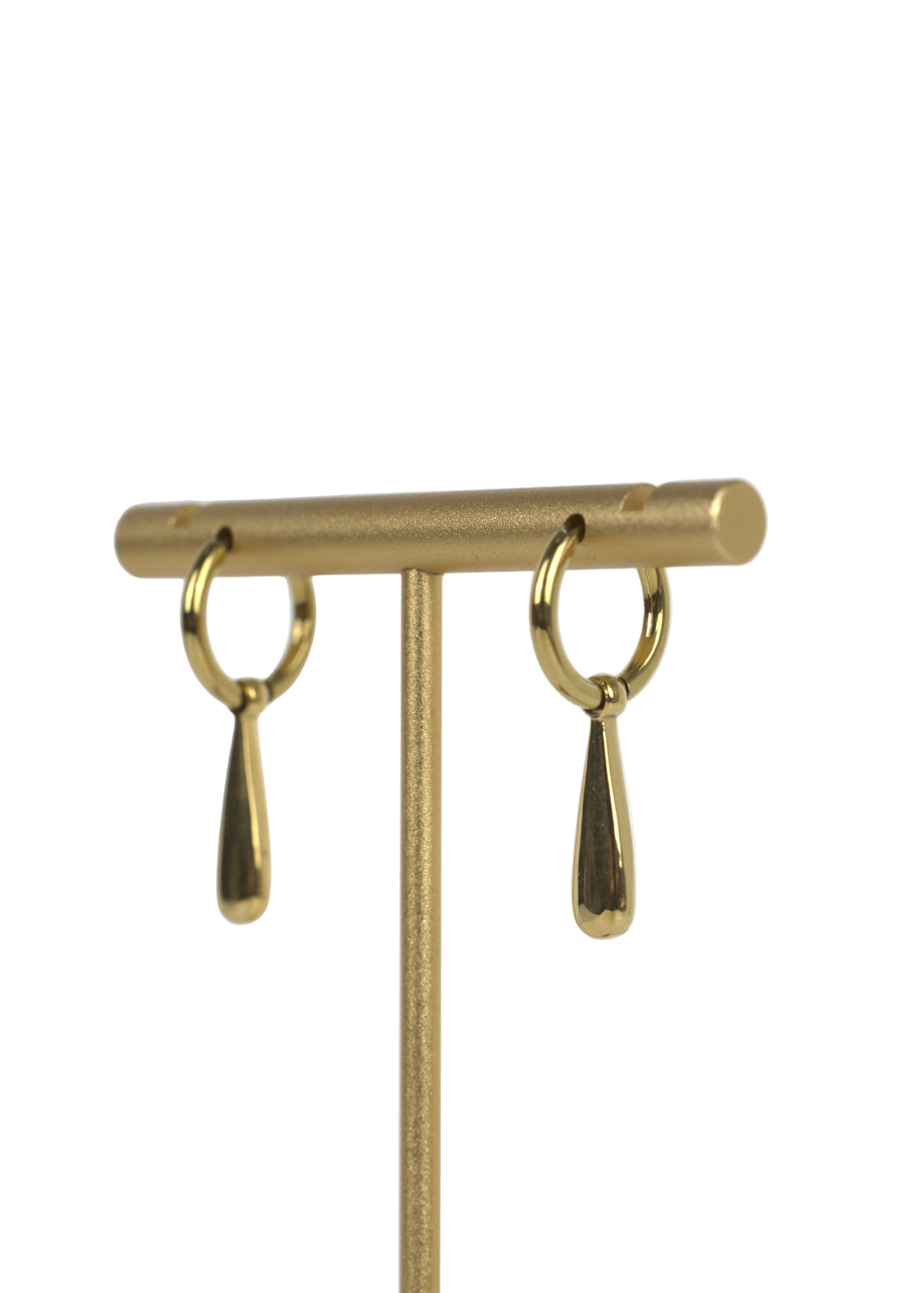 Stainless Steel Teardrop Hoop Earrings-3