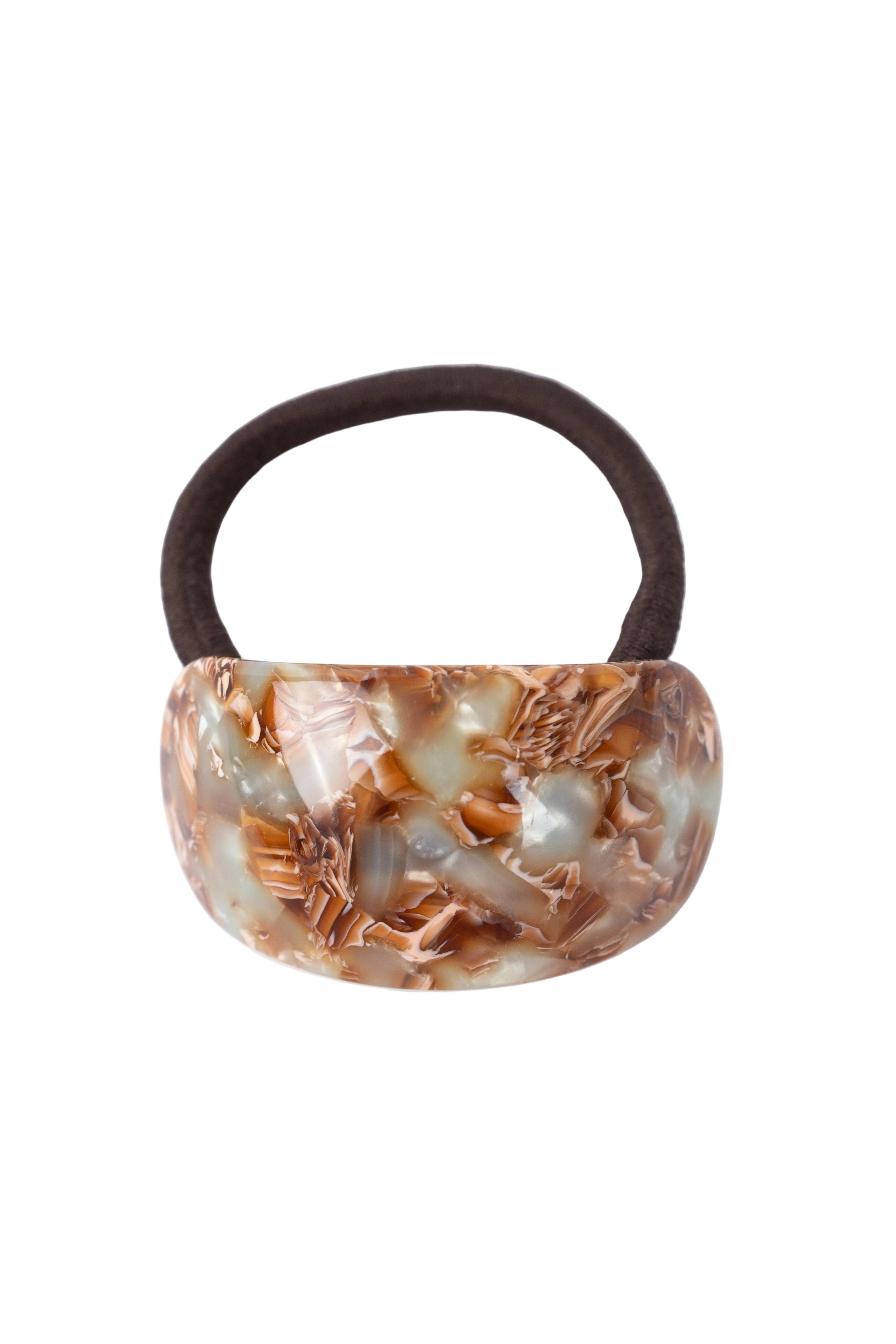 Artisan Acetate Hair Tie with Premium Marble and Tortoise Patterns 3PCS SET-4