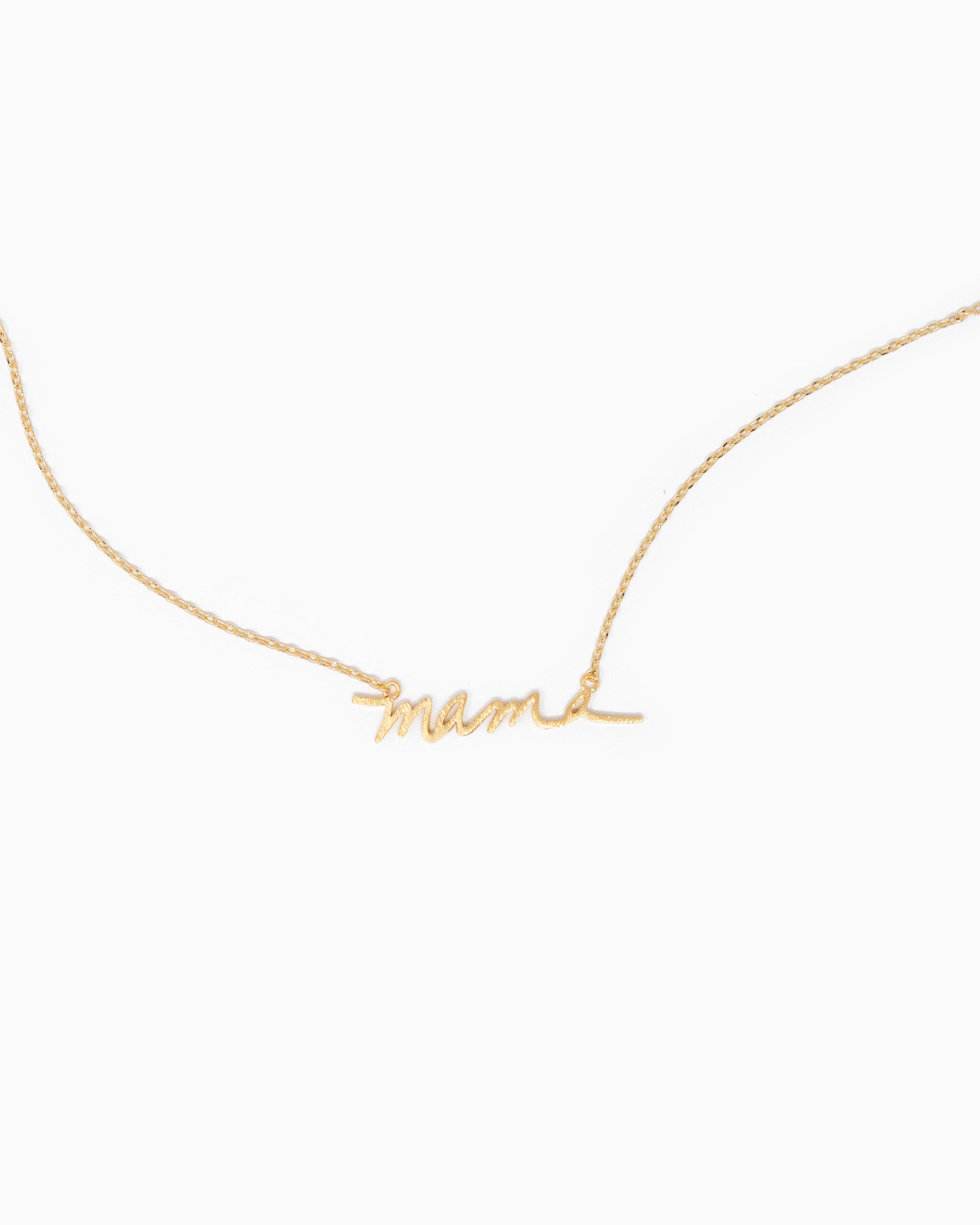 Minimal Cursive Mama Pendant Necklace – Gold detail