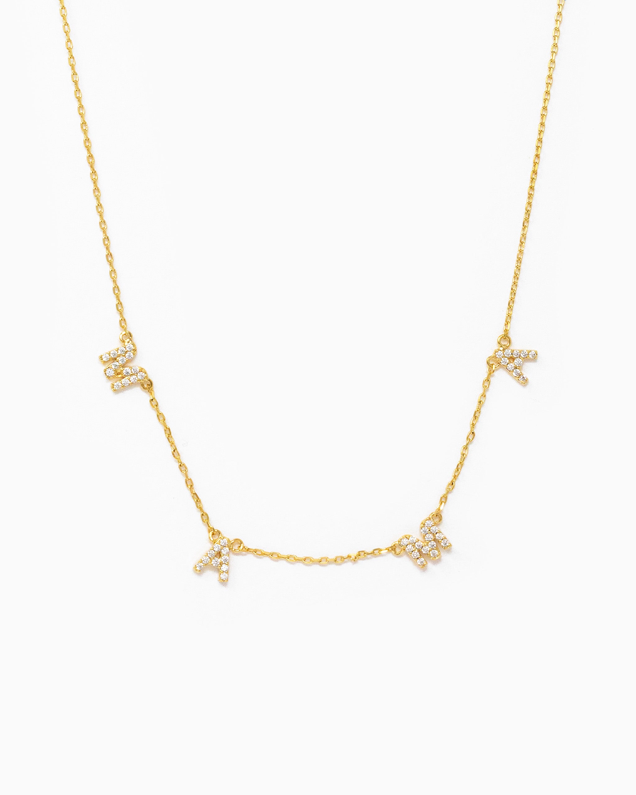 MAMA CZ Letter Station Necklace – Gold