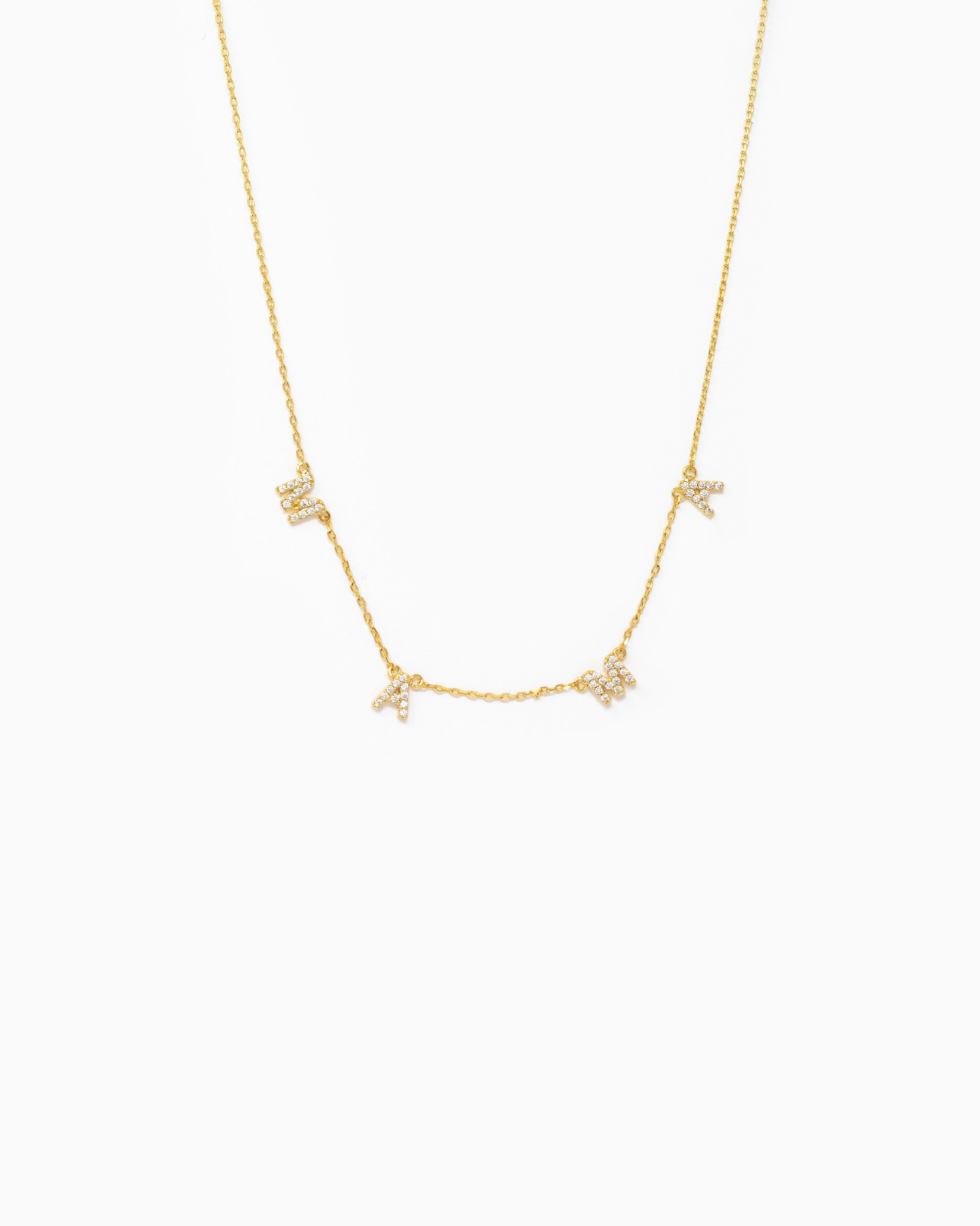 MAMA CZ Letter Station Necklace – Gold