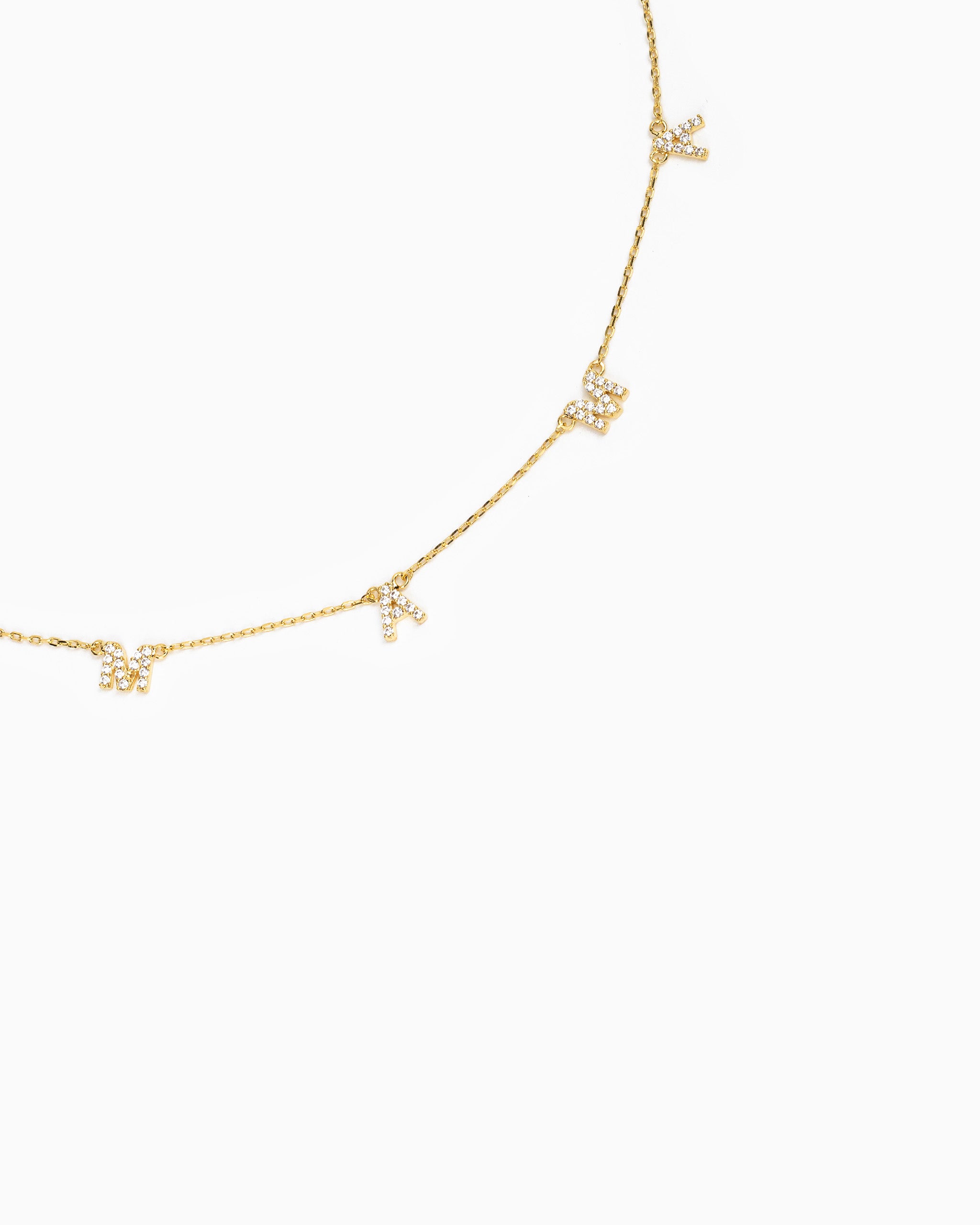 MAMA CZ Letter Station Necklace – Gold