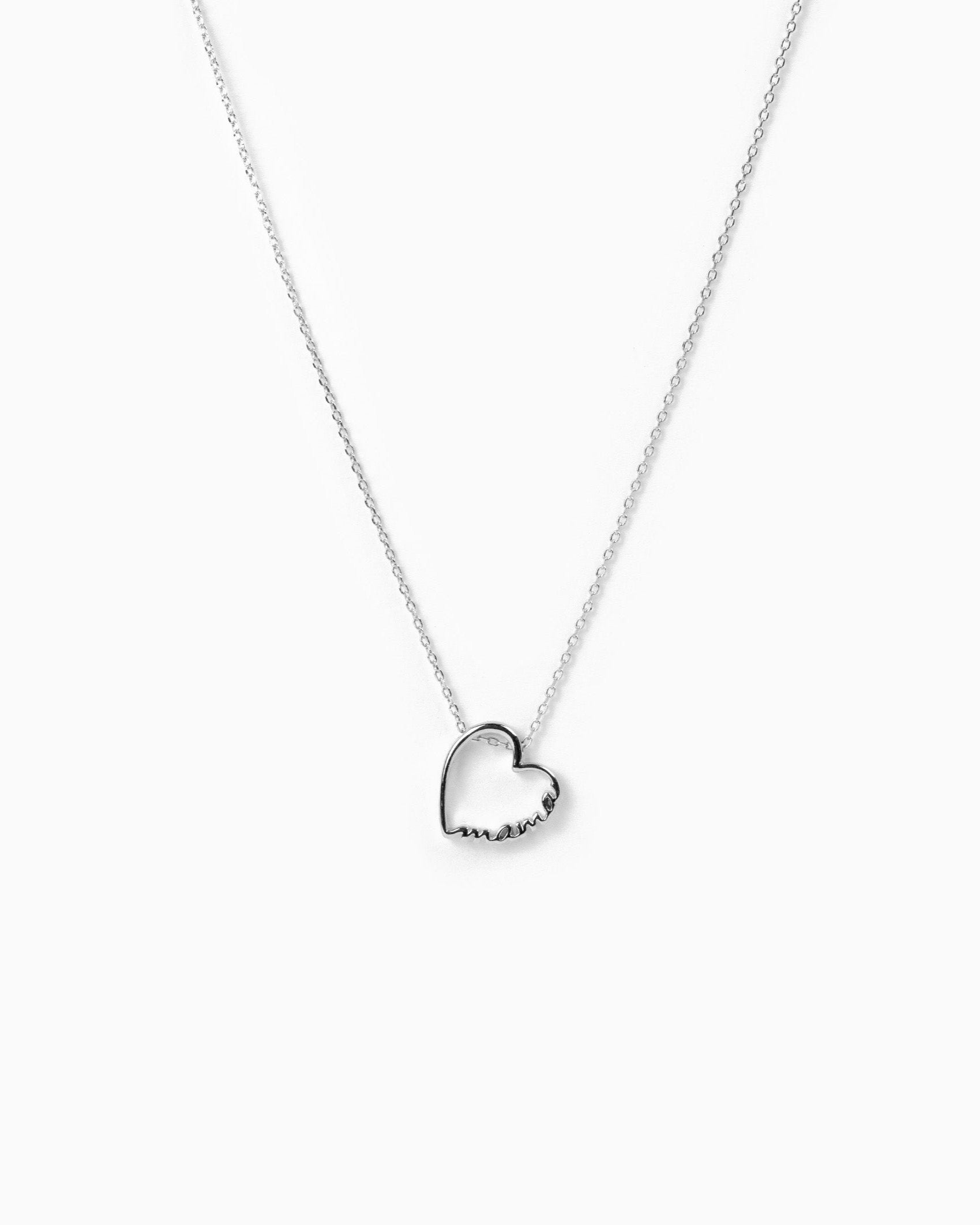 MAMA Open Heart Necklace – Rhodium