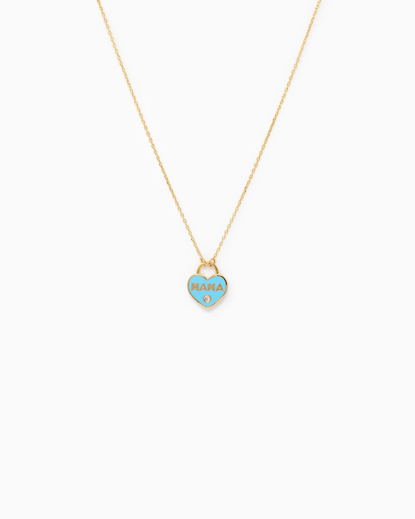MAMA Heart Locket Necklace – Blue