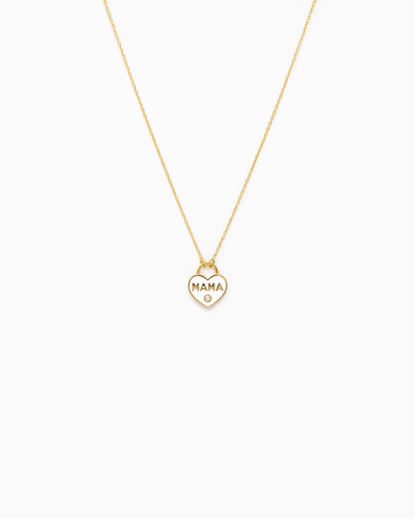 MAMA Heart Locket Necklace – White