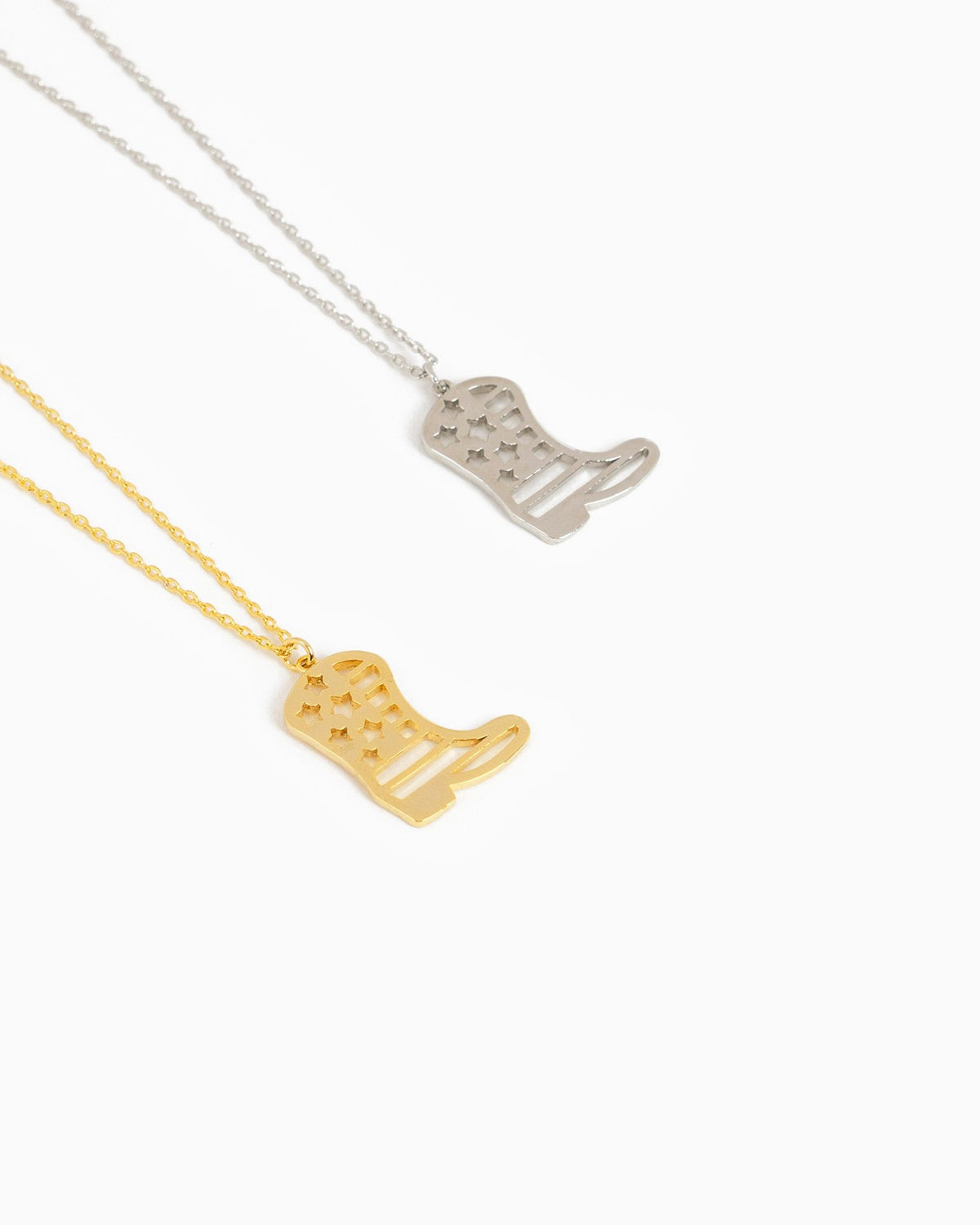 Patriotic Americana Western Cowboy Boot Cutout Pendant Necklace-3