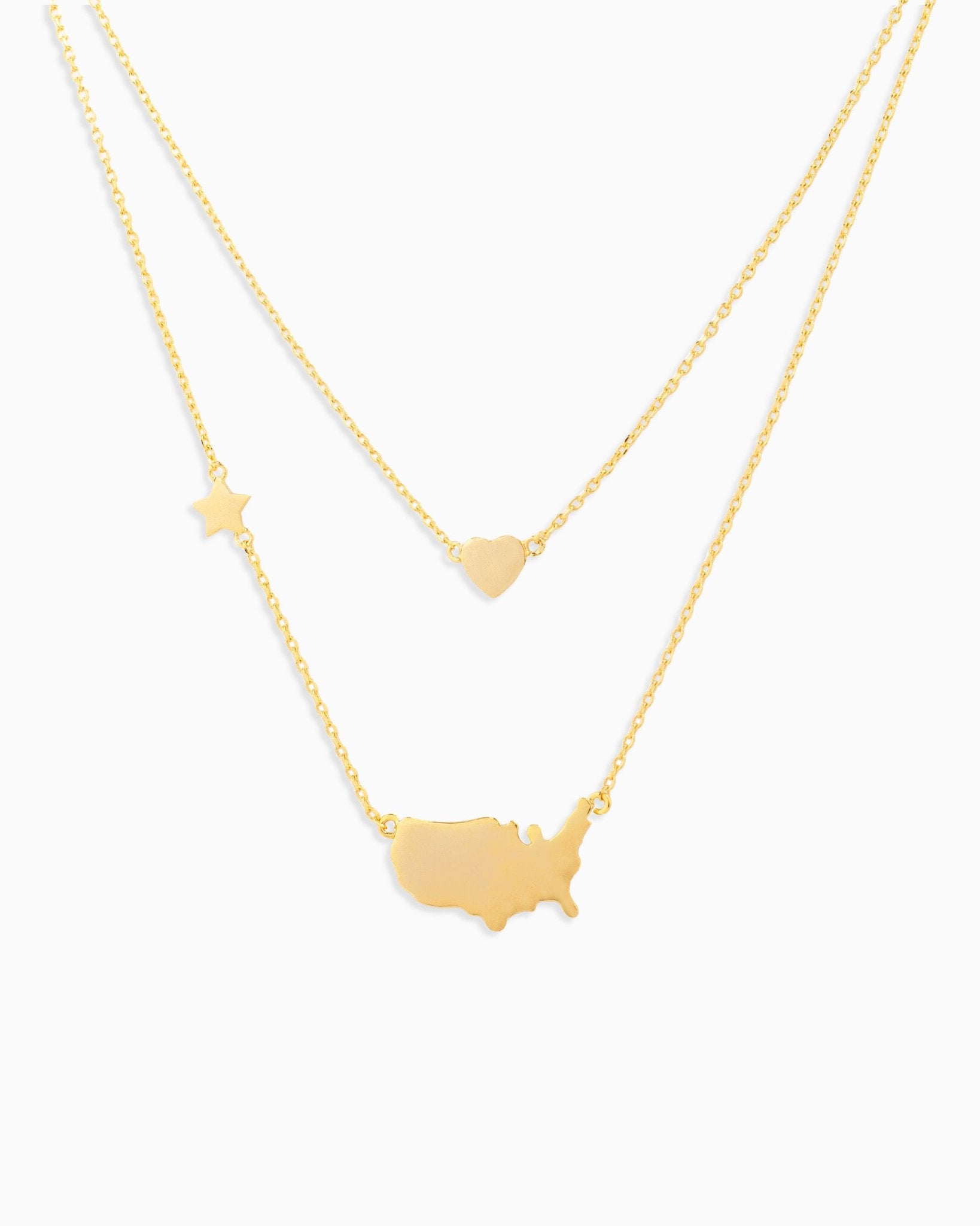Americana USA Map Layered Pendant Necklace