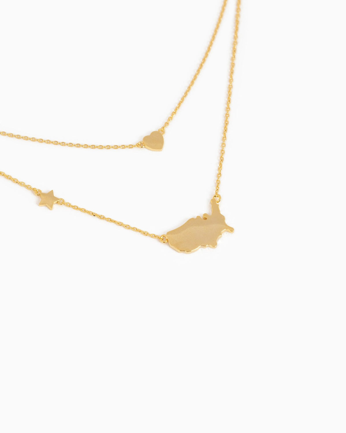 Americana USA Map Layered Pendant Necklace-3