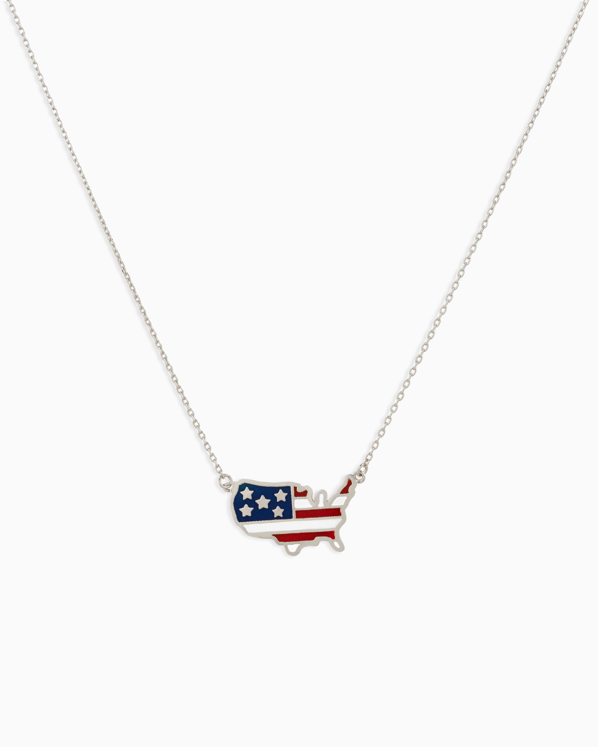 Patriotic USA Americana Country Pendant Necklace