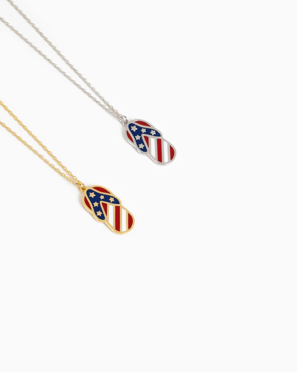 Patriotic Americana Single Flip Flop Shoe Pendant Necklace-3