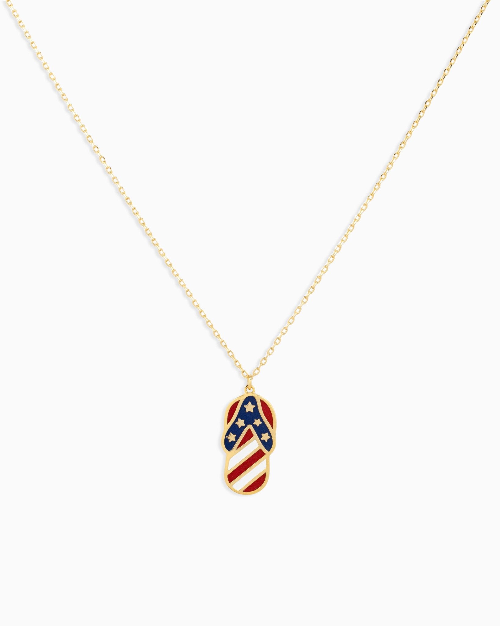 Patriotic Americana Single Flip Flop Shoe Pendant Necklace