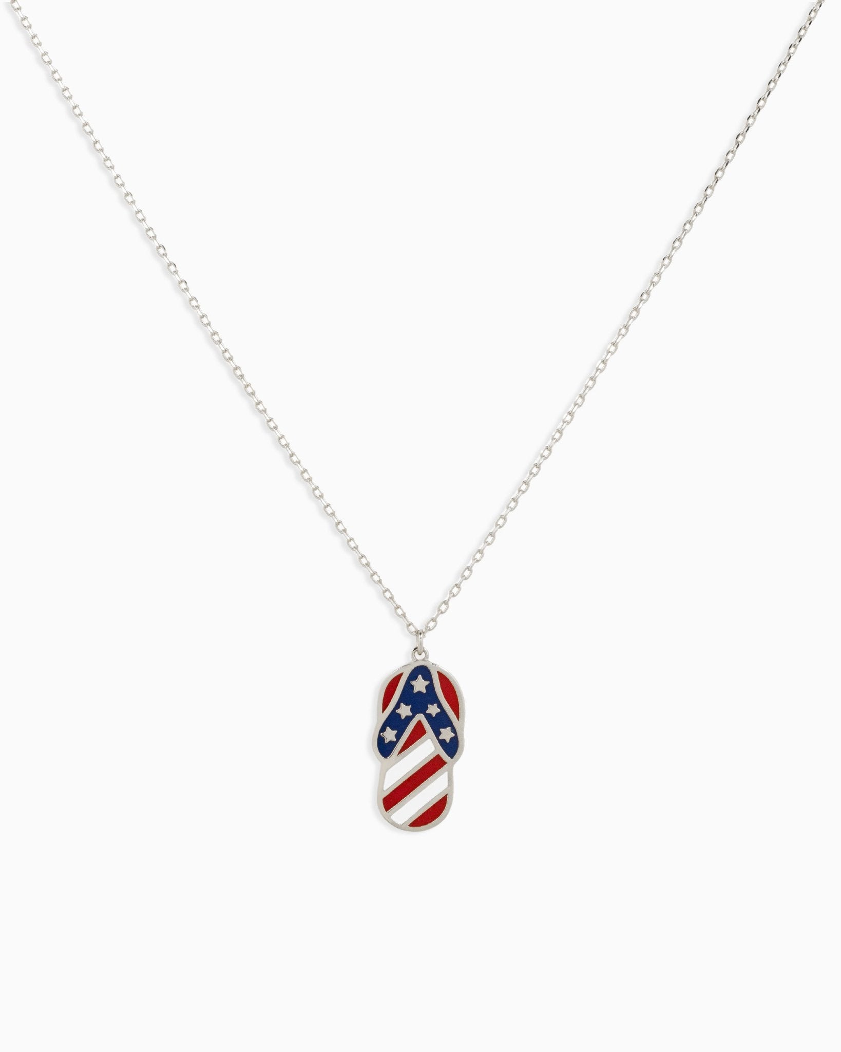 Patriotic Americana Single Flip Flop Shoe Pendant Necklace