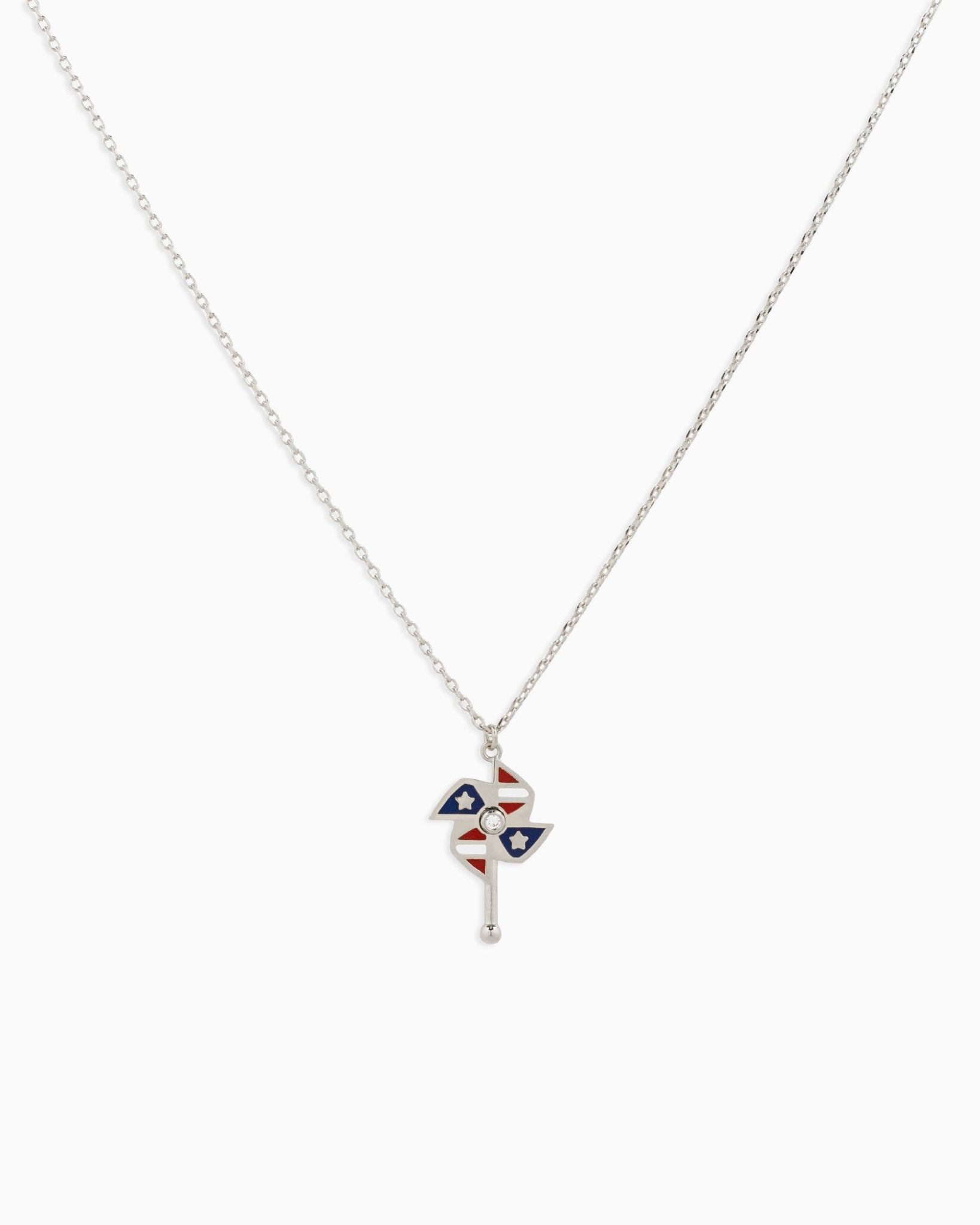 Patriotic Americana Windmill Pendant Necklace