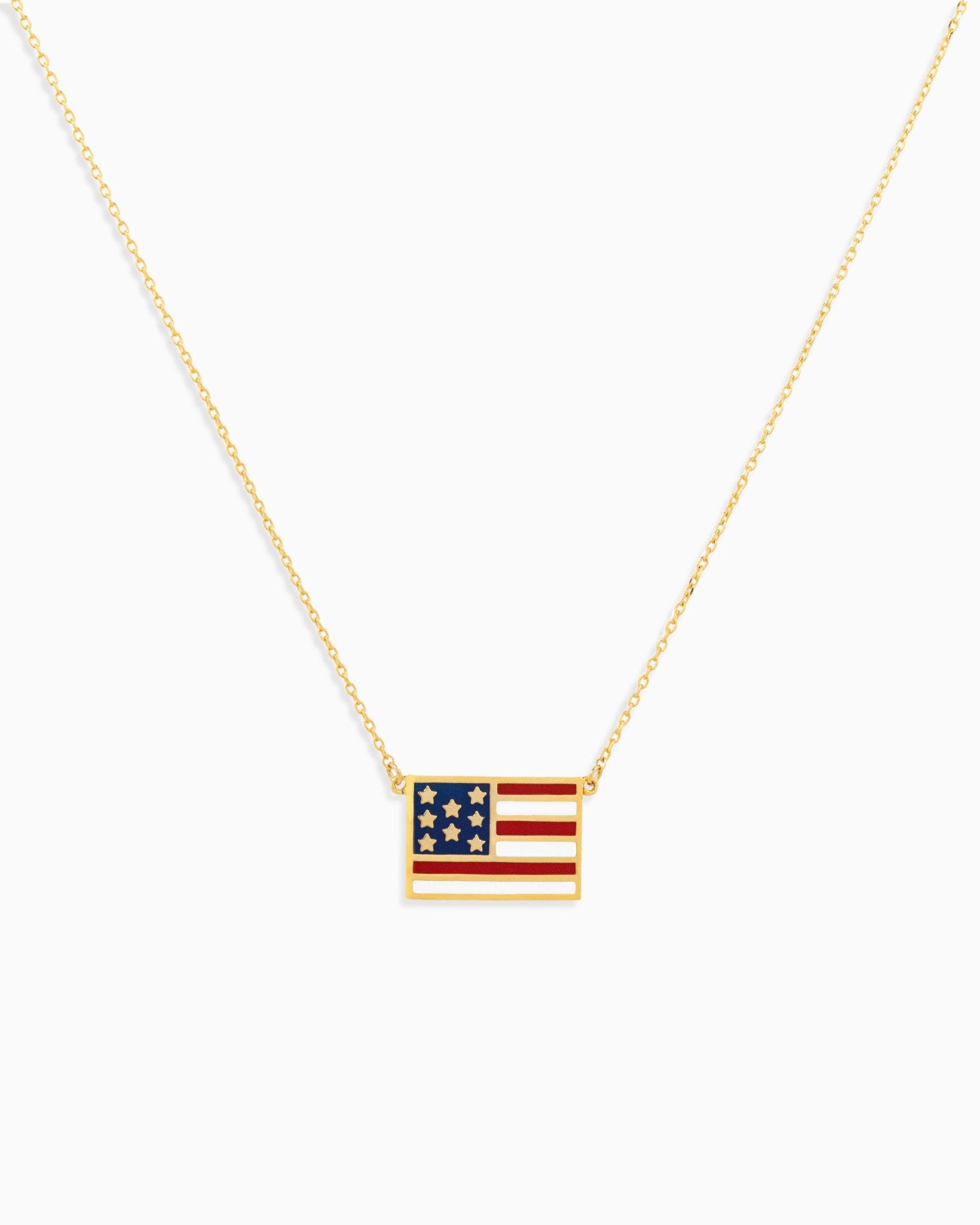 American Flag Pendant Necklace – Gold