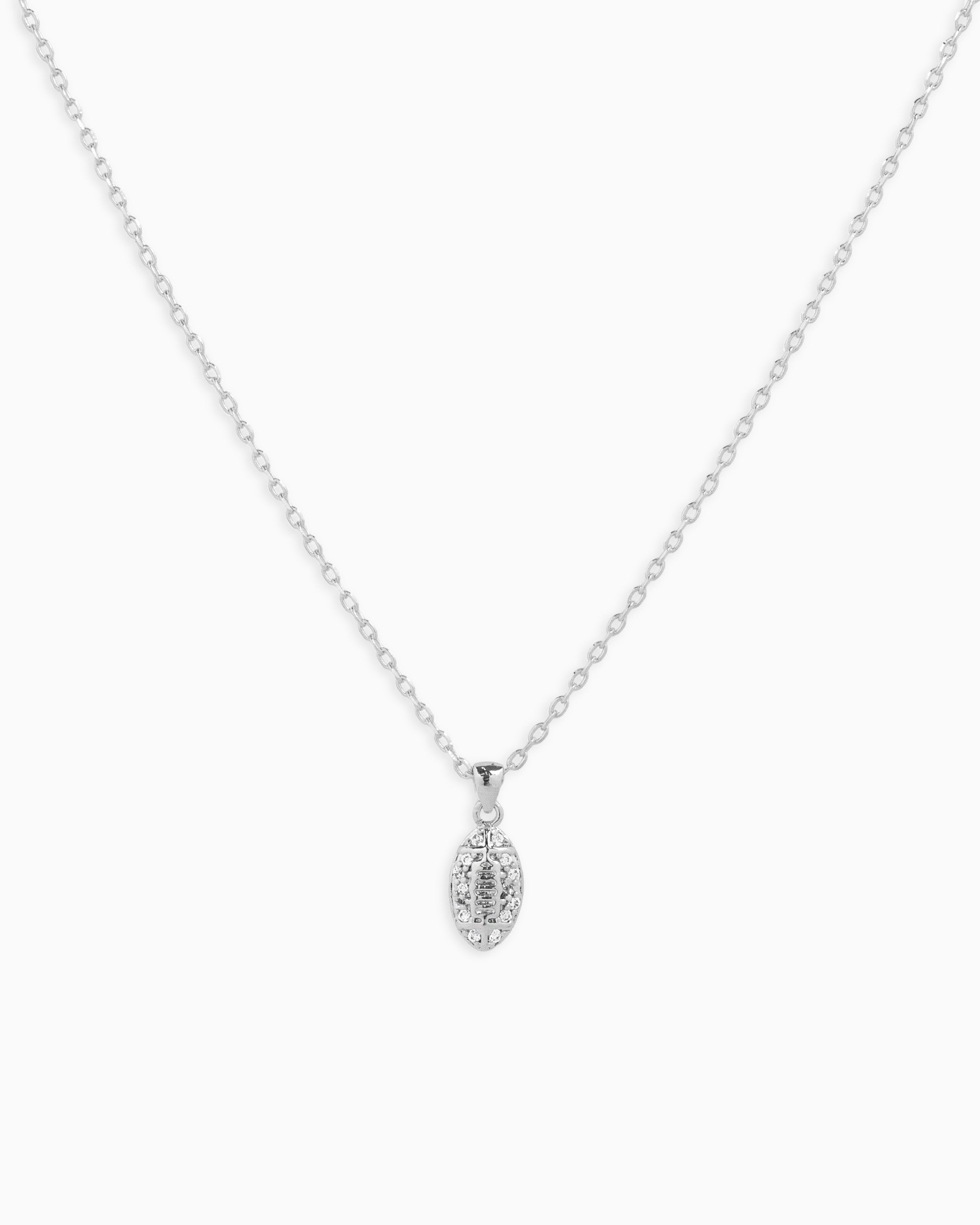 CZ pavé football pendant necklace