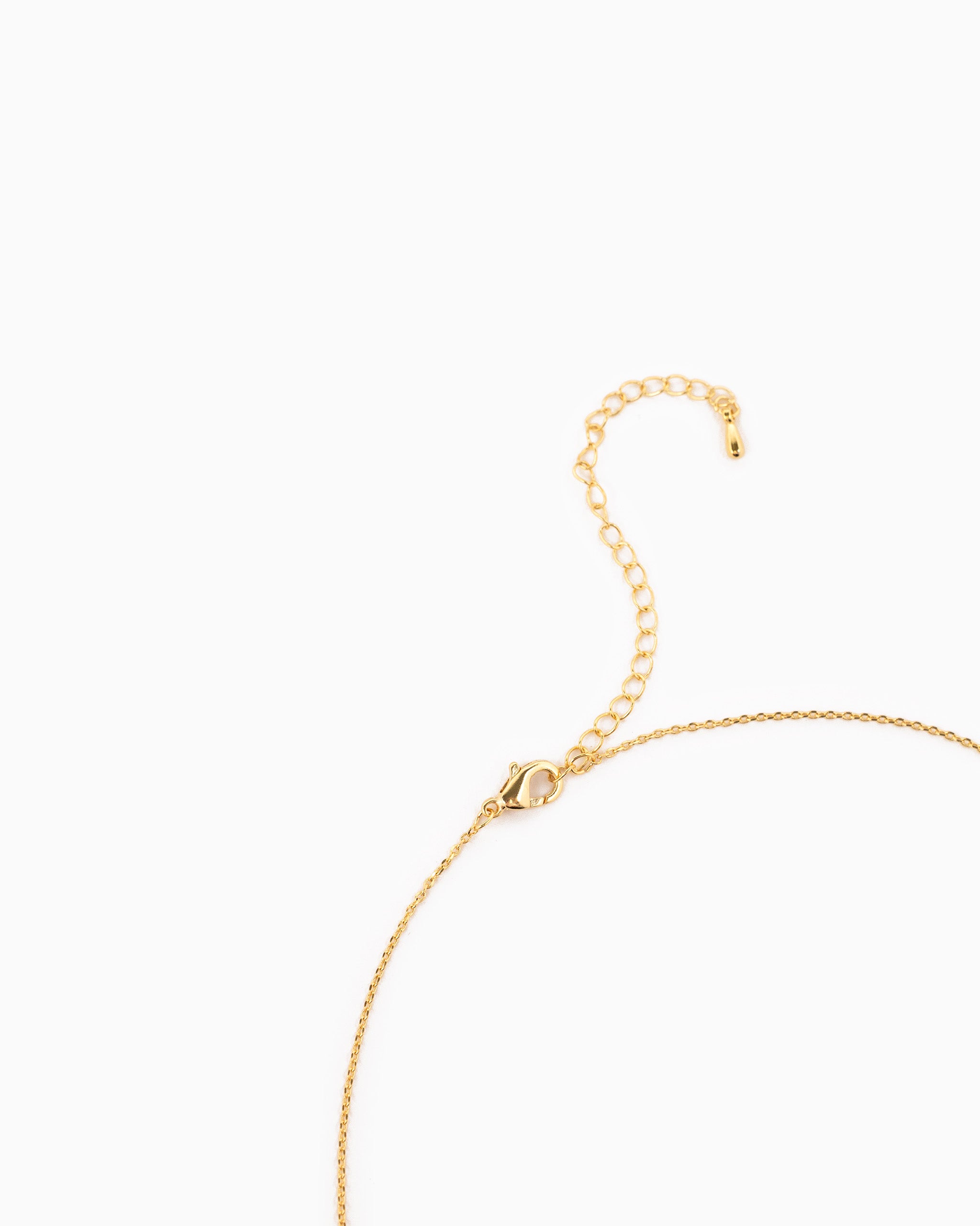 Pear & Round CZ curve bar necklace