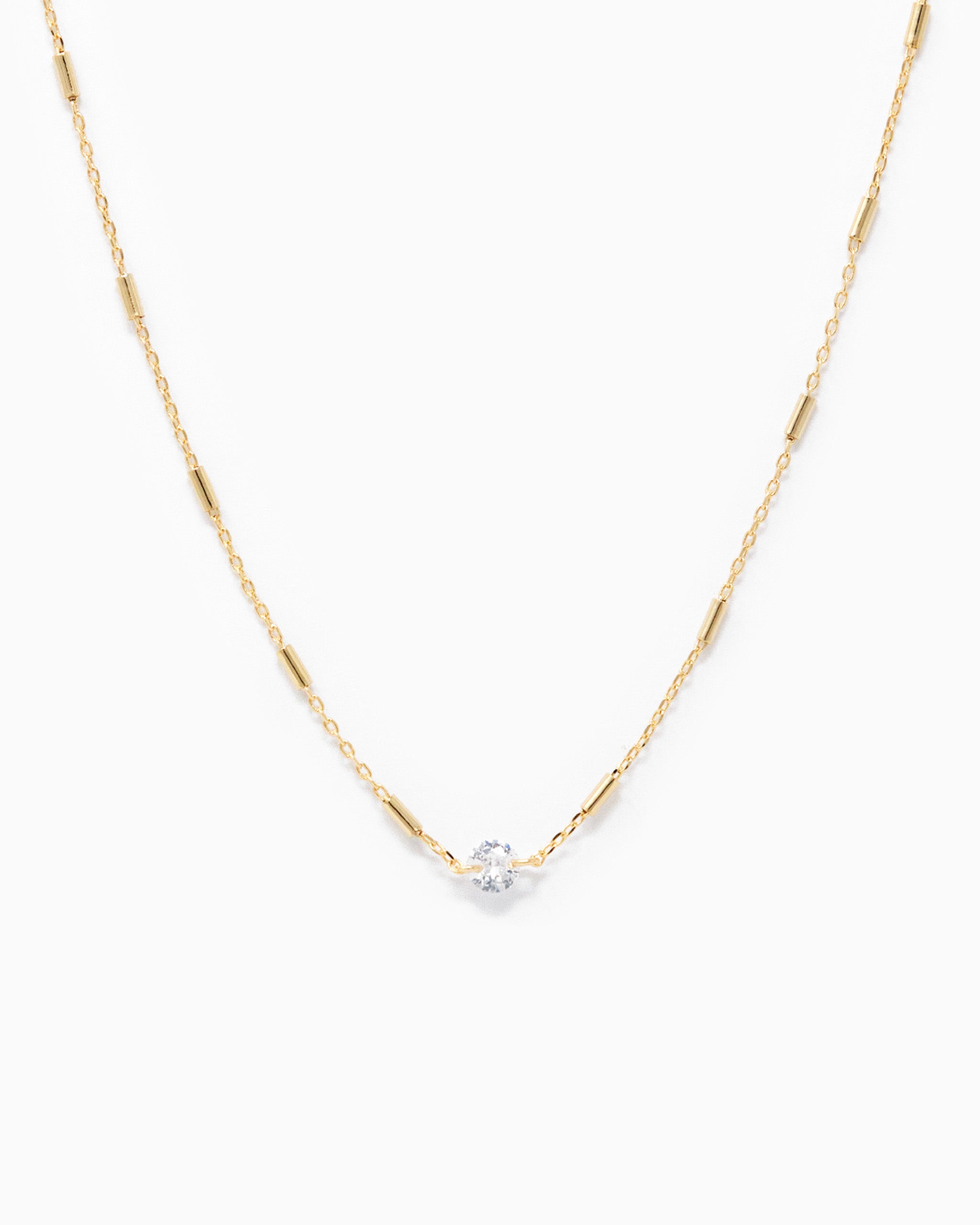 Diamond Shape CZ Station Necklace – Gold