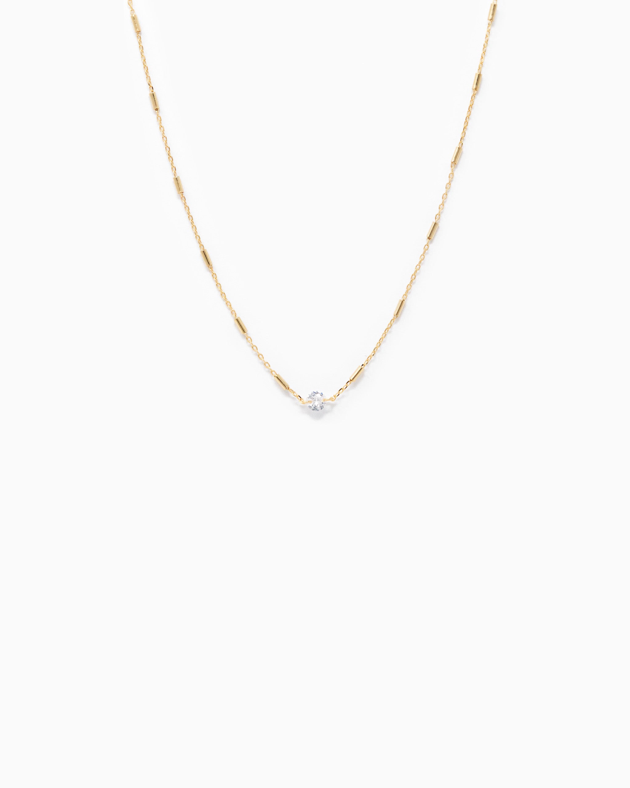 Diamond Shape CZ Station Necklace – Gold