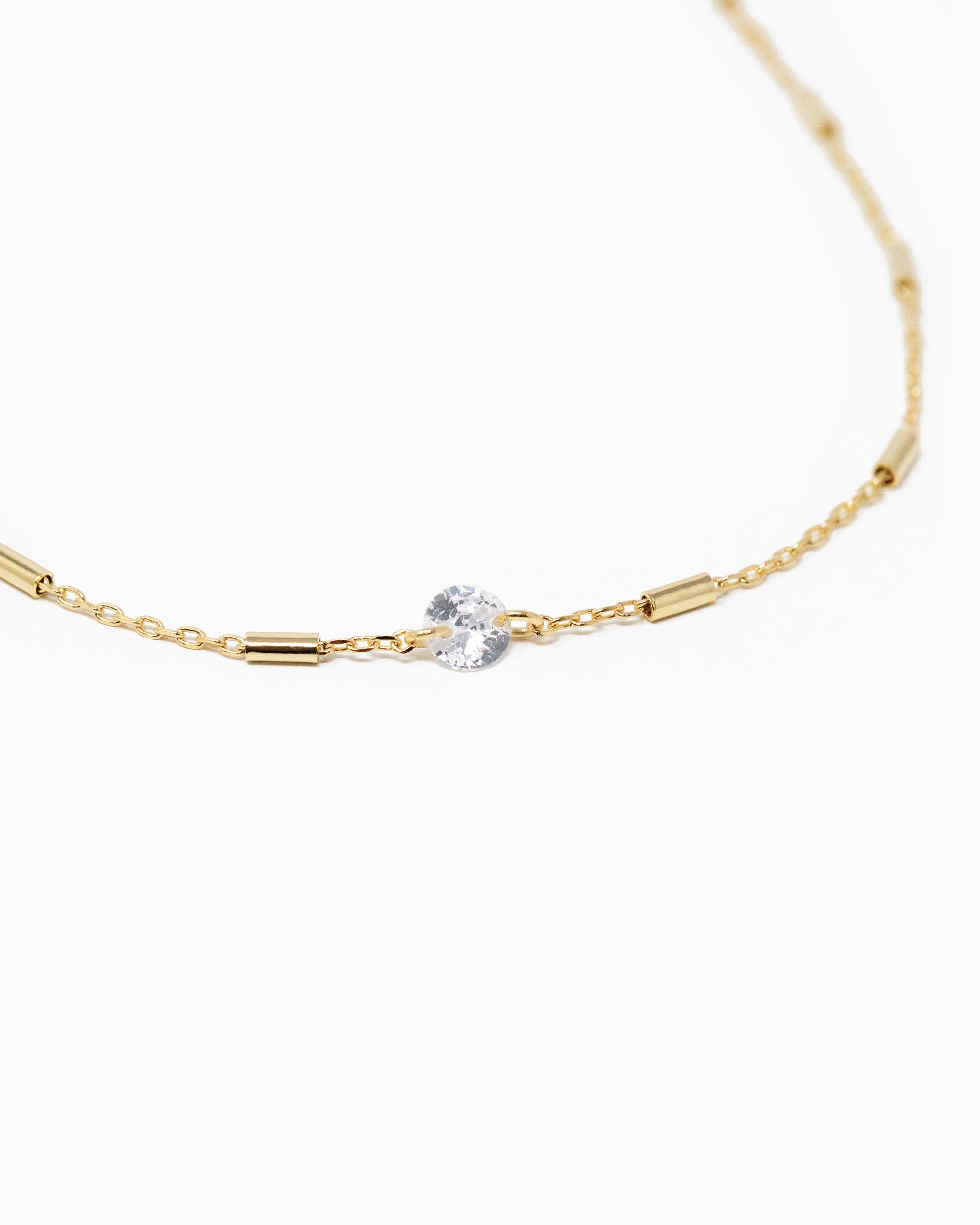 Diamond Shape CZ Station Necklace – Gold