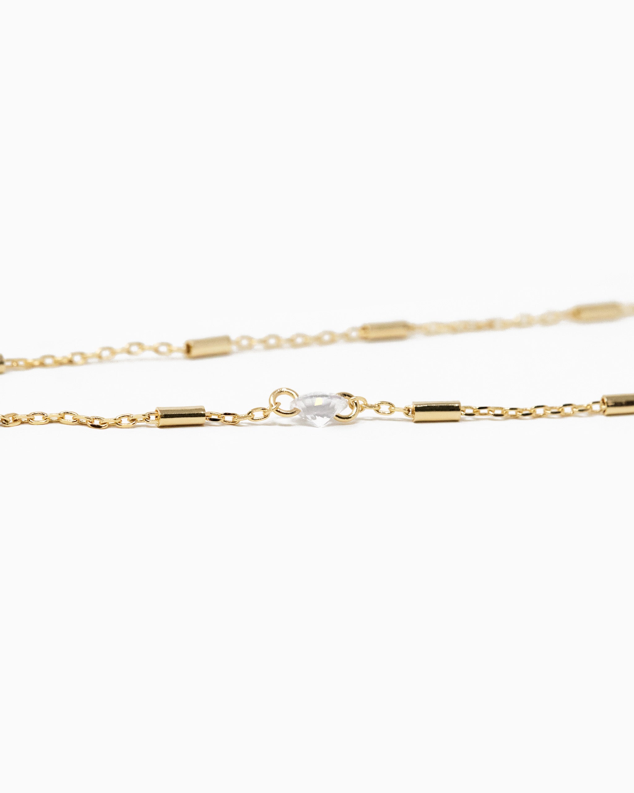 Diamond Shape CZ Station Necklace – Gold