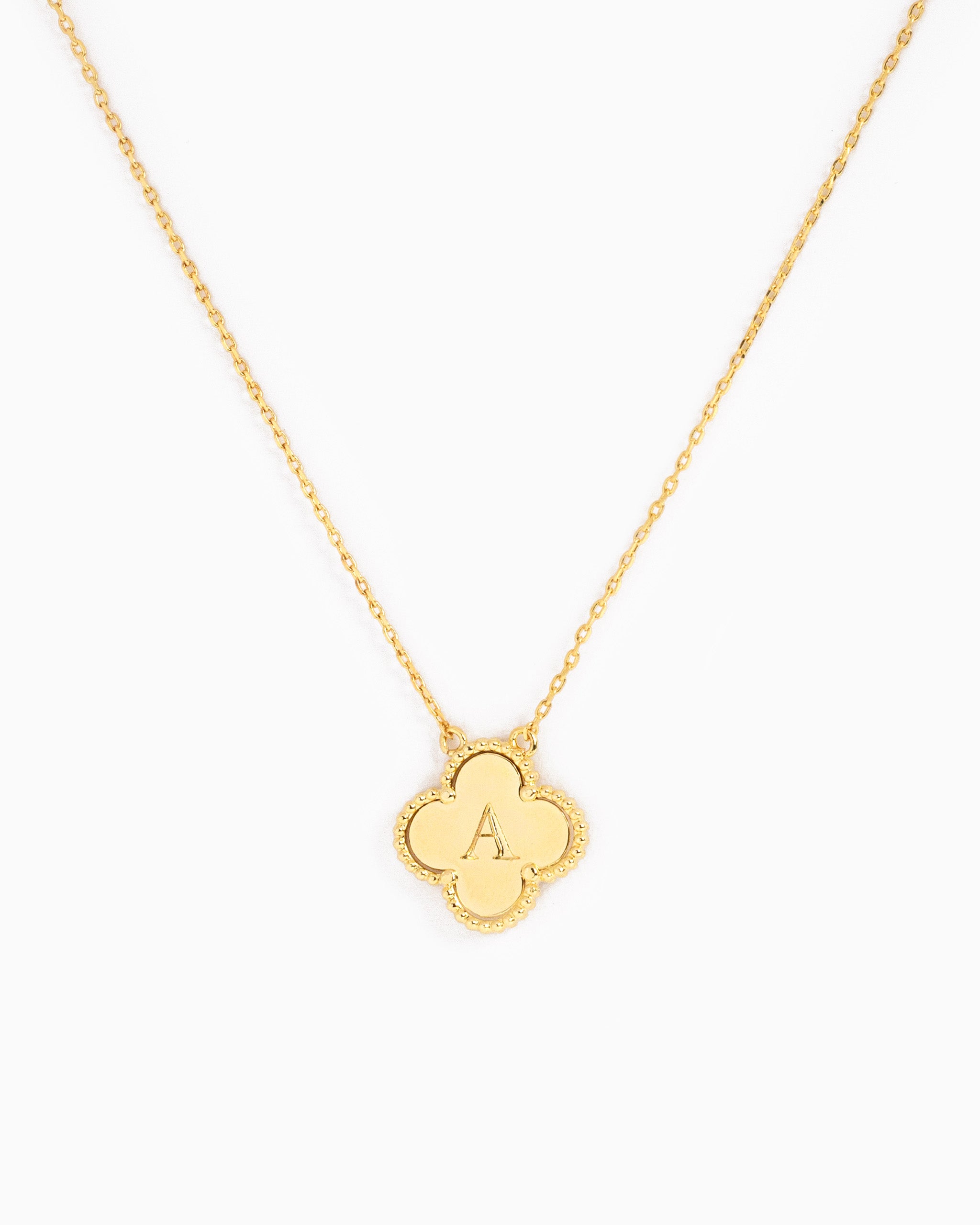 clover initial "A" pendant necklace