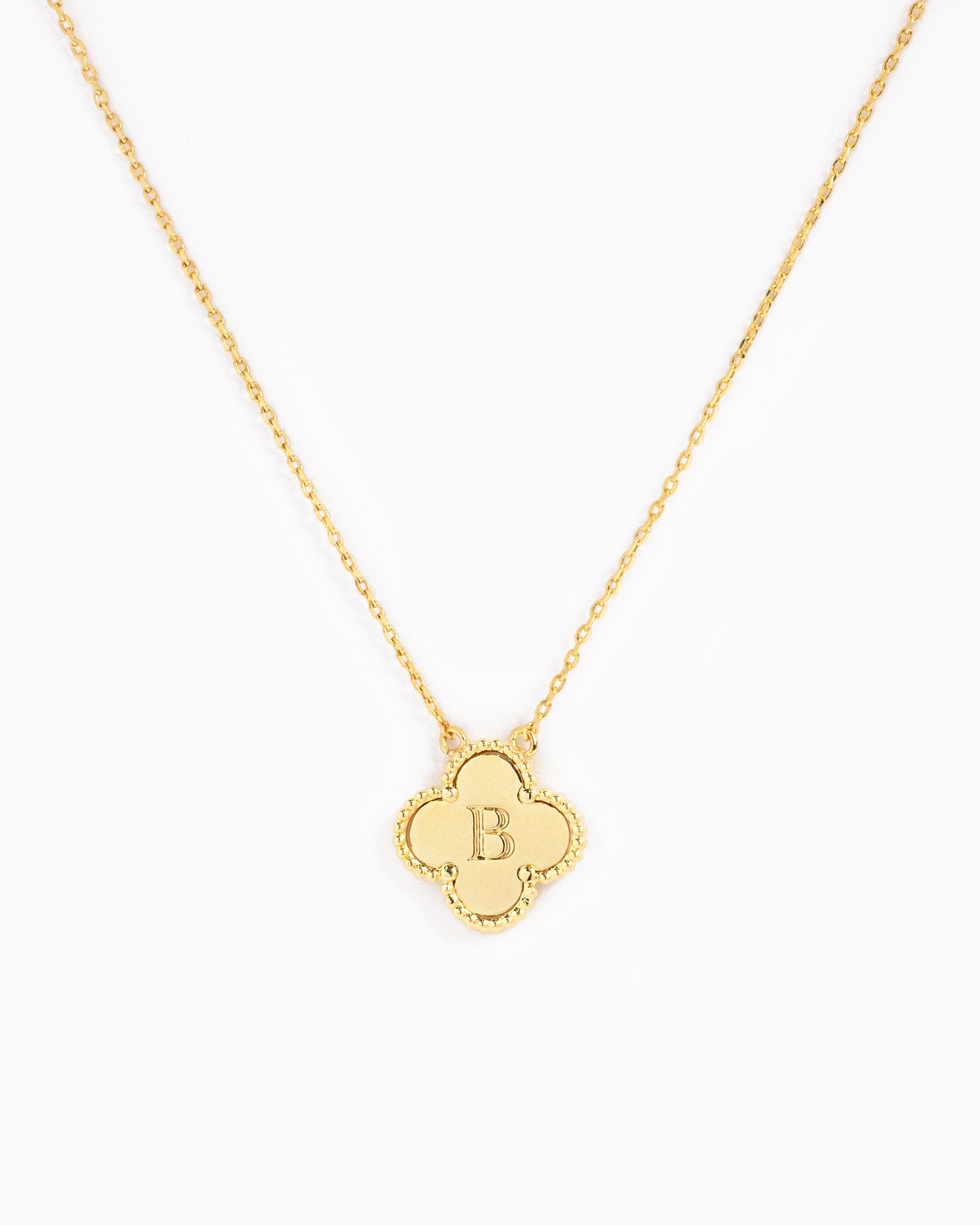 clover initial "B" pendant necklace