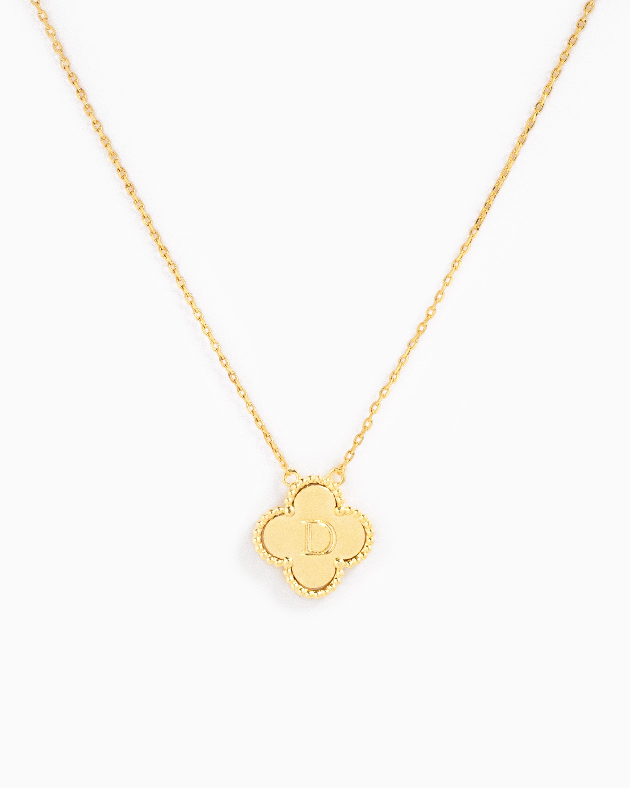clover initial "D" pendant necklace