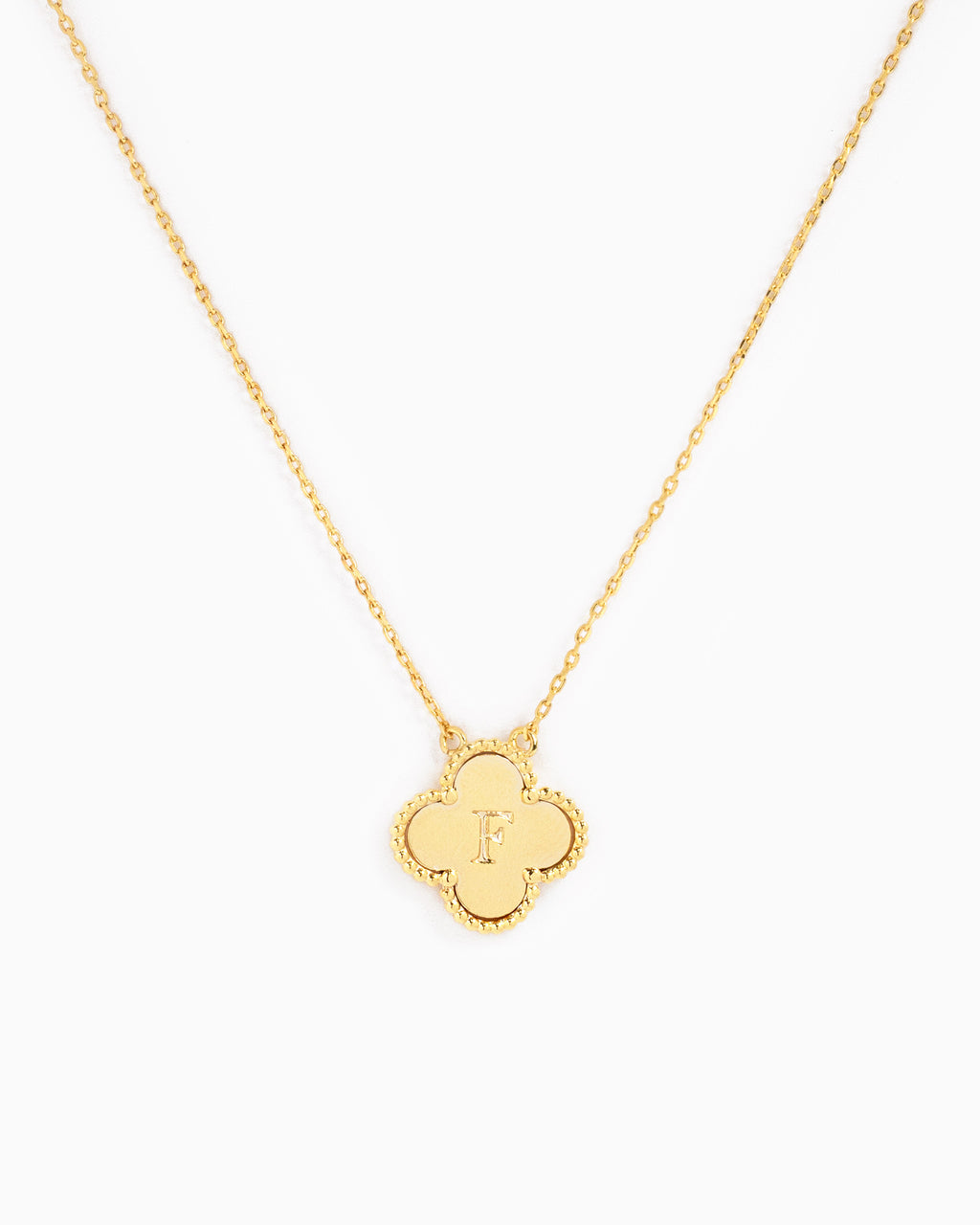 clover initial "F" pendant necklace