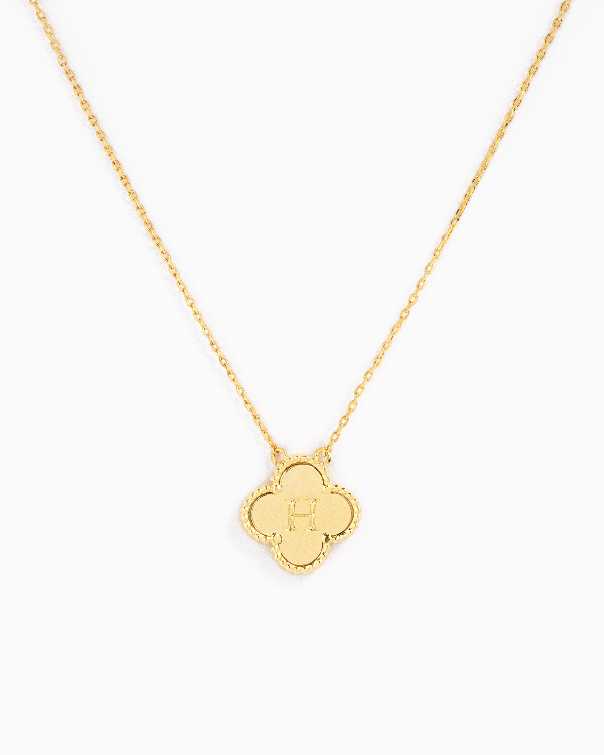 clover initial "H" pendant necklace