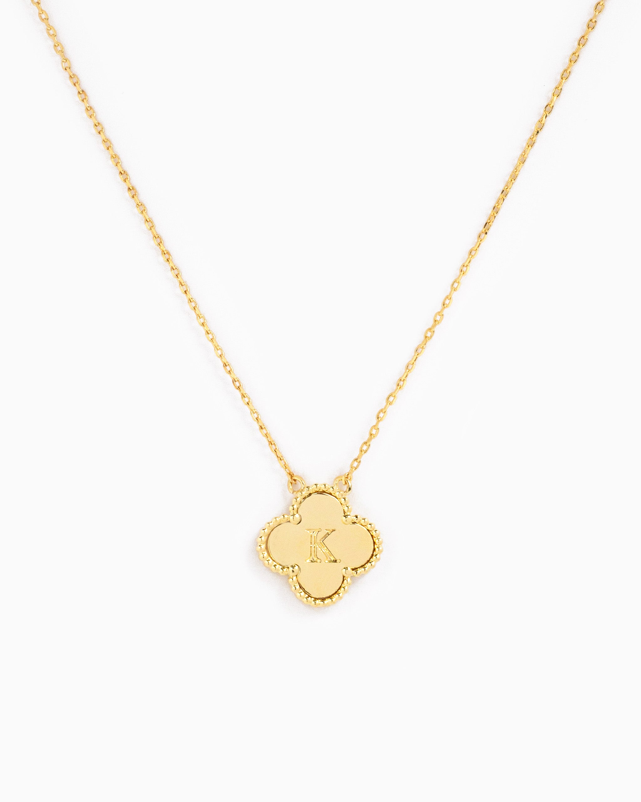 clover initial "K" pendant necklace