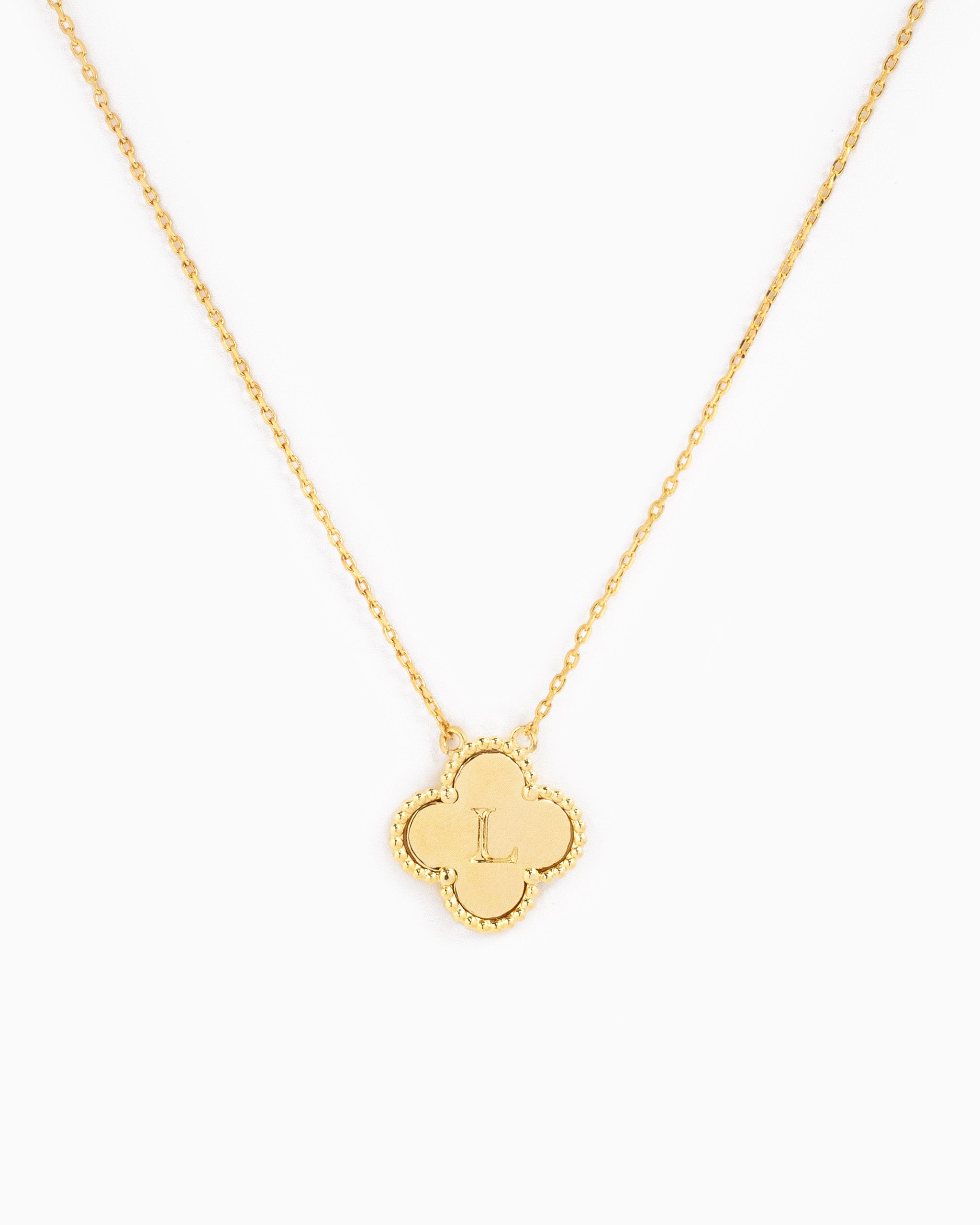 clover initial "L" pendant necklace
